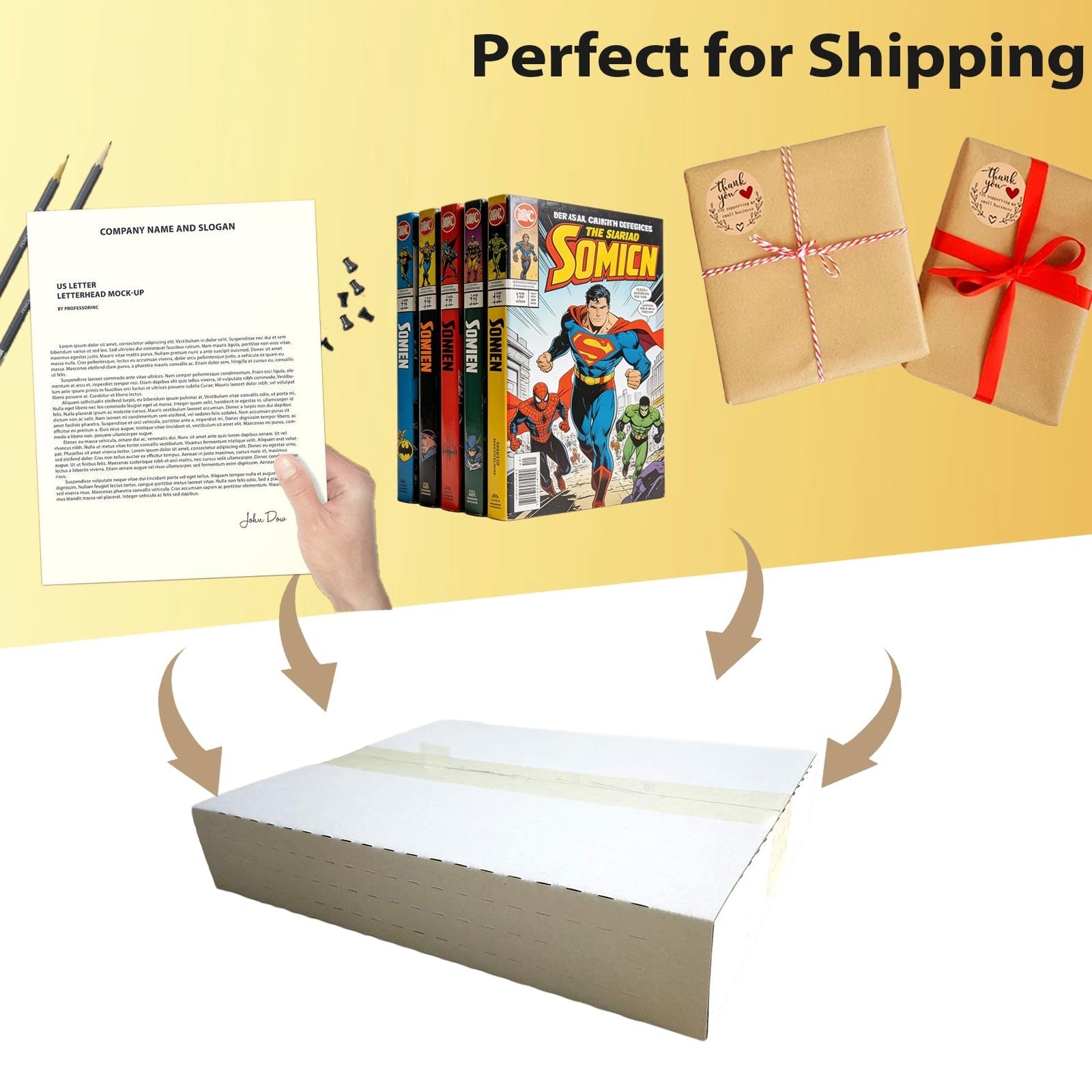 SZYANGDA 50-pack comic book shipping box mailers, 11 1/8 x 8 5/8 x 2 inches, sturdy cardboard for secure comic book packaging