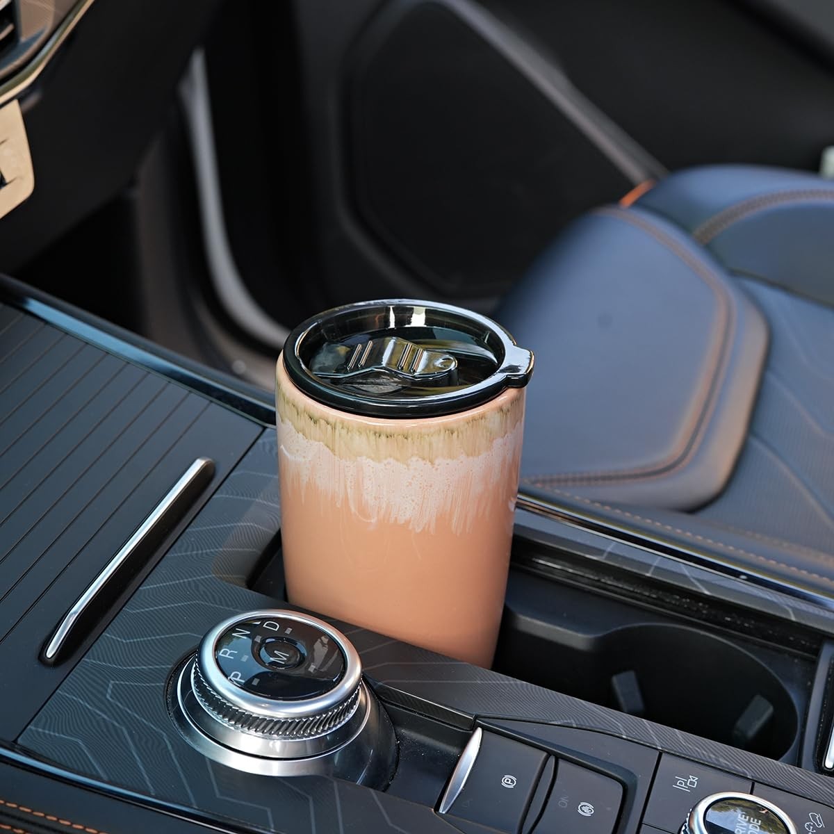 Bosmarlin 21 oz ceramic travel coffee mug with lid, portable car coffee cup for hot beverages on the go