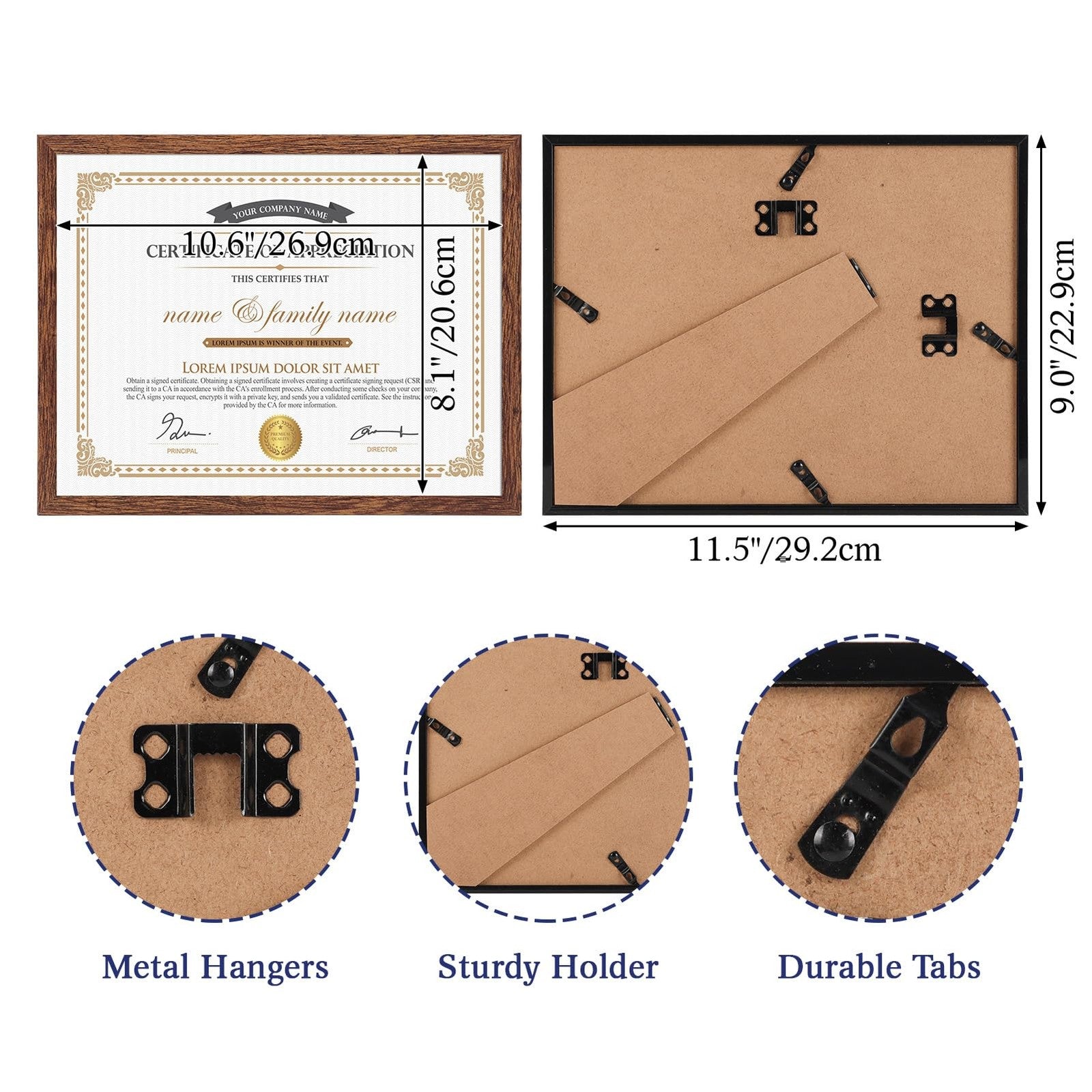 Hoikwo 18-pack set of dark brown 8.5x11 plastic picture frames with clear plastic fronts, stacked neatly for display or framing.