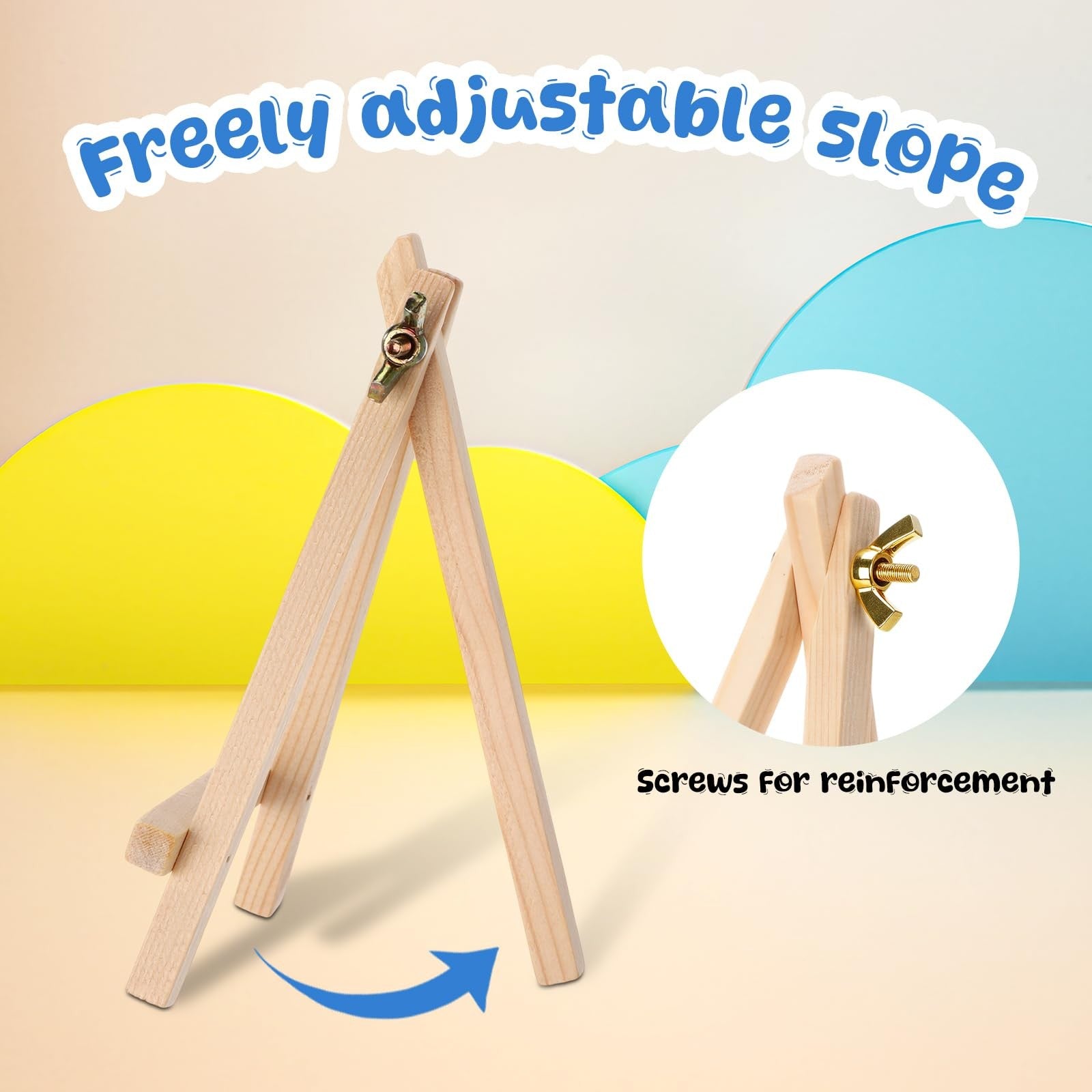 Set of 40 natural wooden mini easel stands, 6-inch artist easels for paintings and displays, by Thenshop.