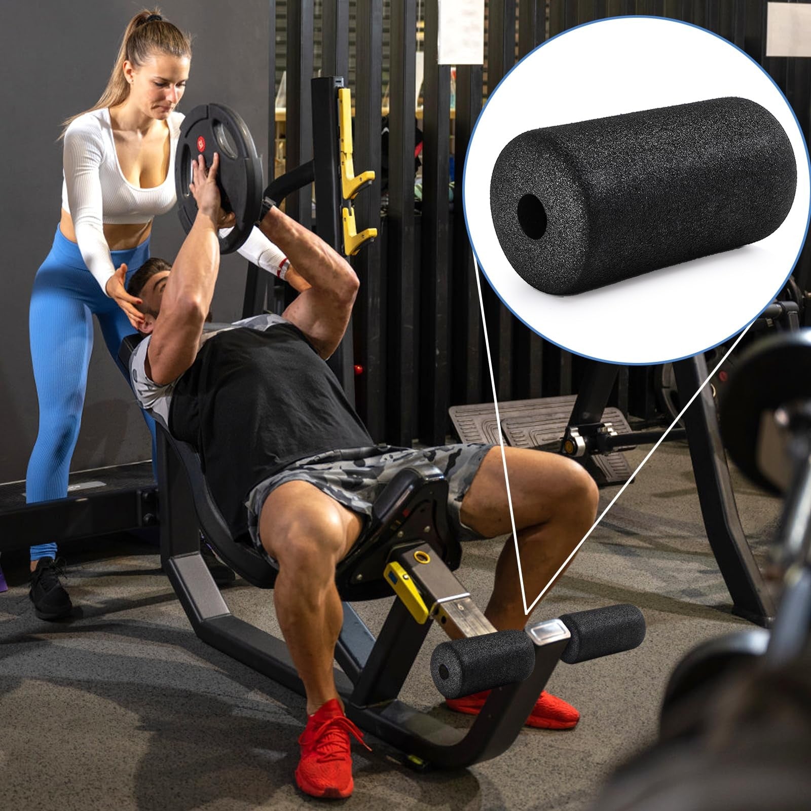 WRINGKIT 8-pack foot foam pads rollers for machine legs, fits 1-inch tube, used for muscle relief and foam rolling therapy.