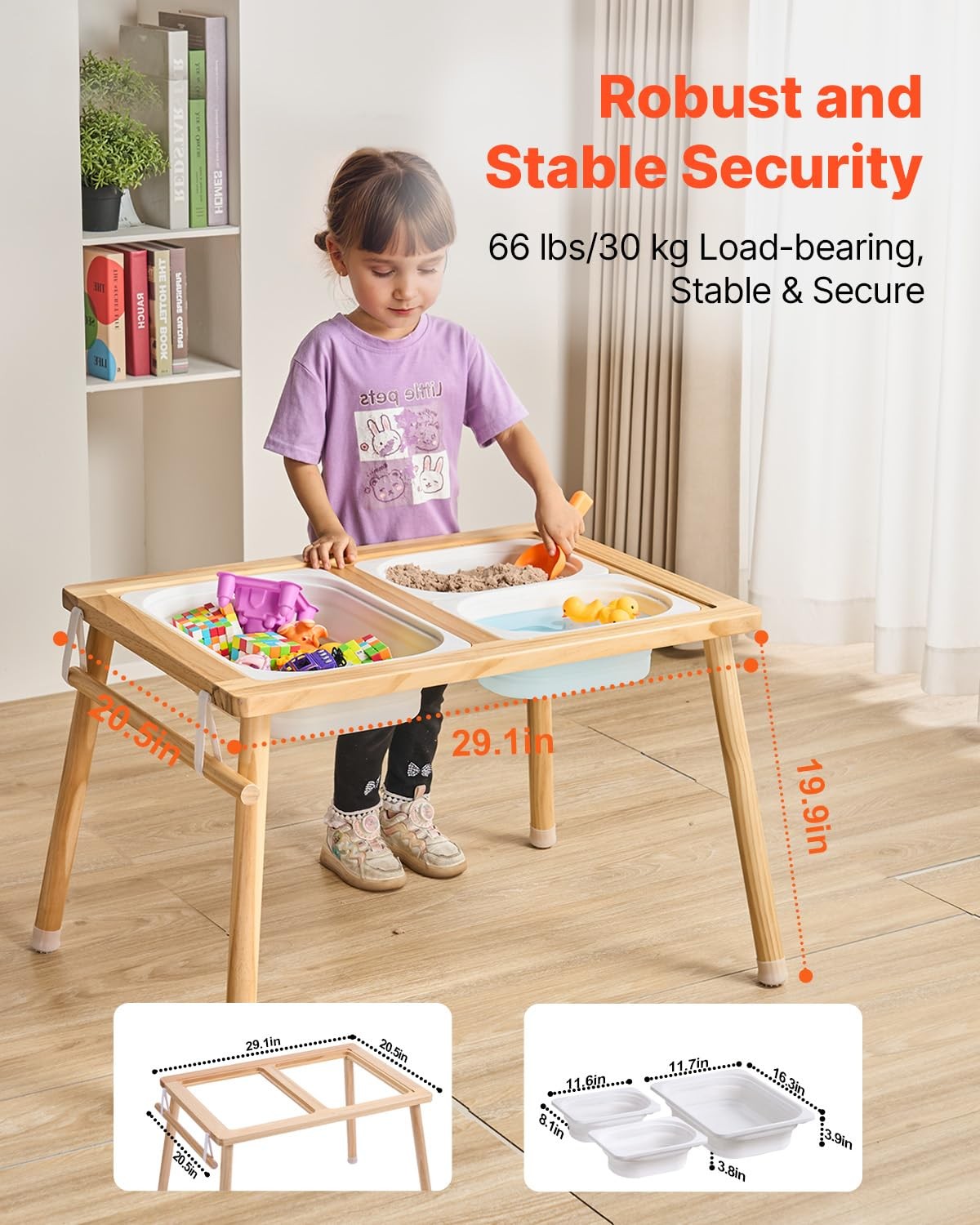 VEVOR kids sensory table for toddlers, activity desk with colorful compartments and toys for sensory play and learning.