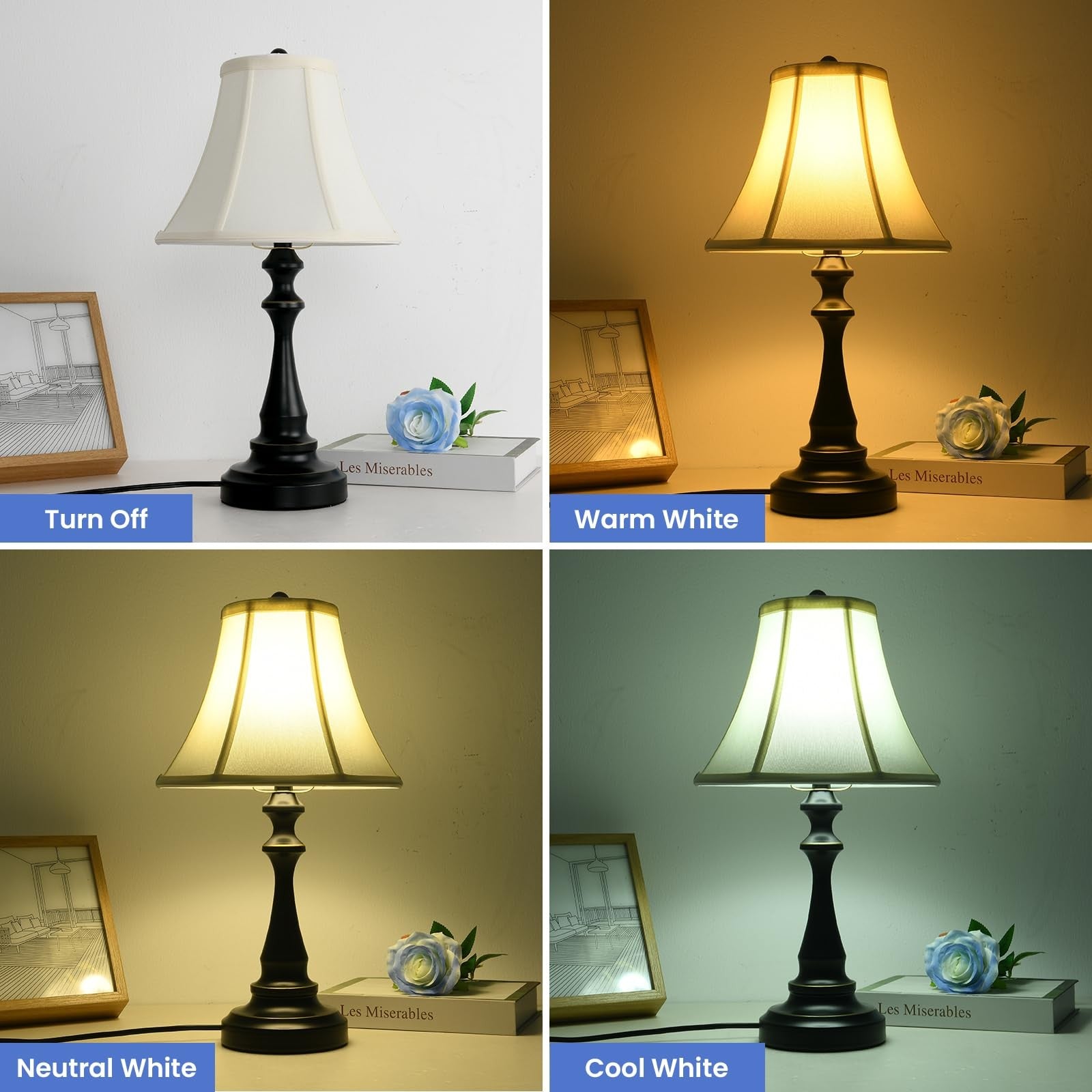 Smeike vintage traditional table lamp with fabric shade, ideal for living room decor, featuring classic design and warm lighting
