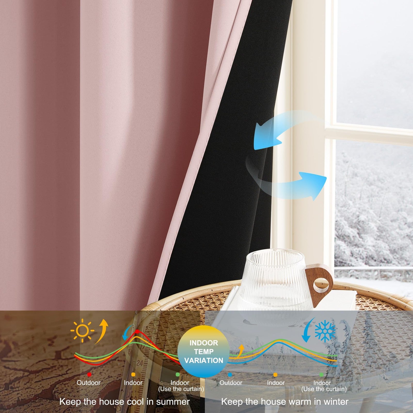 NICETOWN blackout curtains for kids girls' bedroom, 84-inch length, providing privacy and light blocking in stylish black fabric.