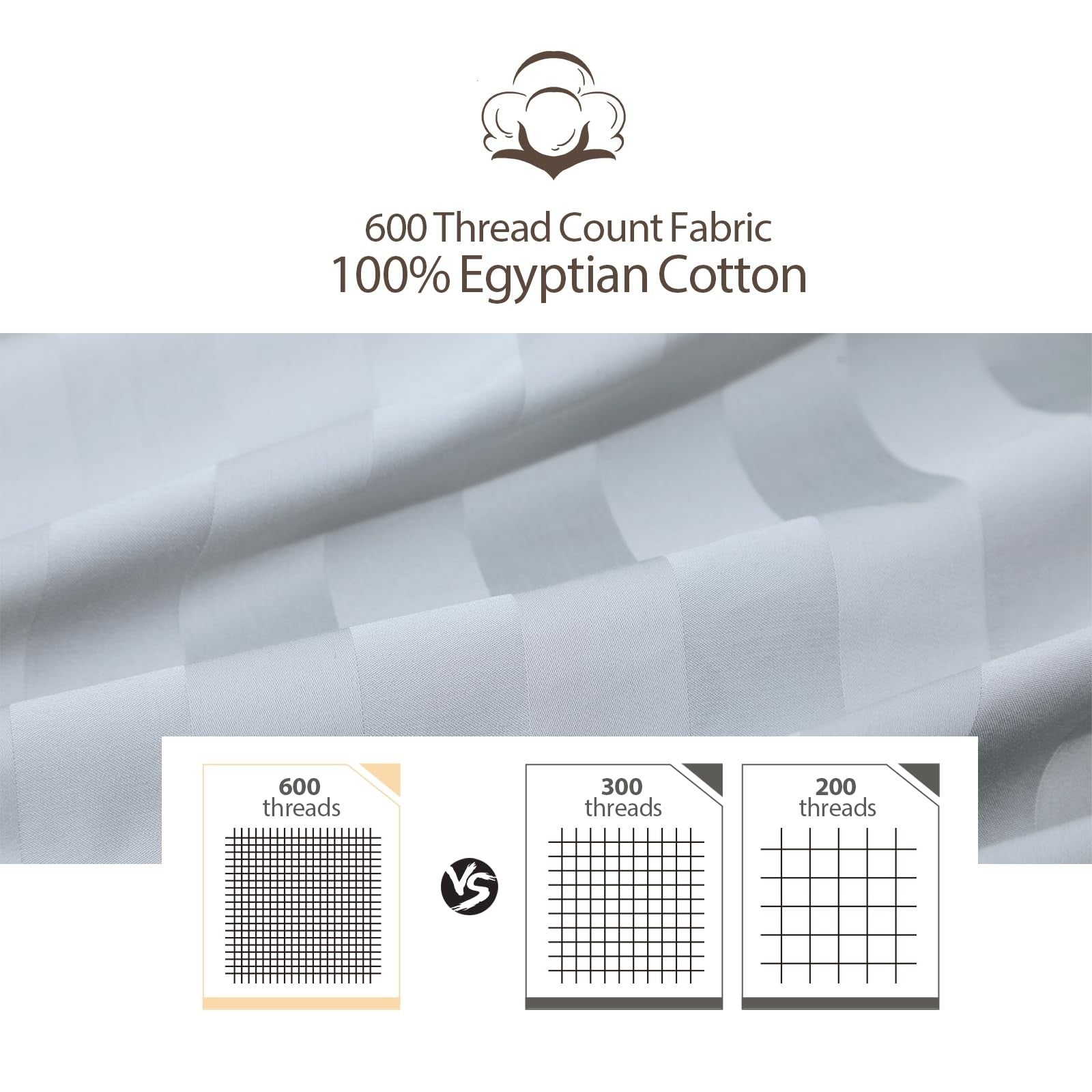 Two full-size Shunjie.Home cotton fitted sheets with deep pockets, 600 thread count, and Egypt cotton for luxurious comfort.