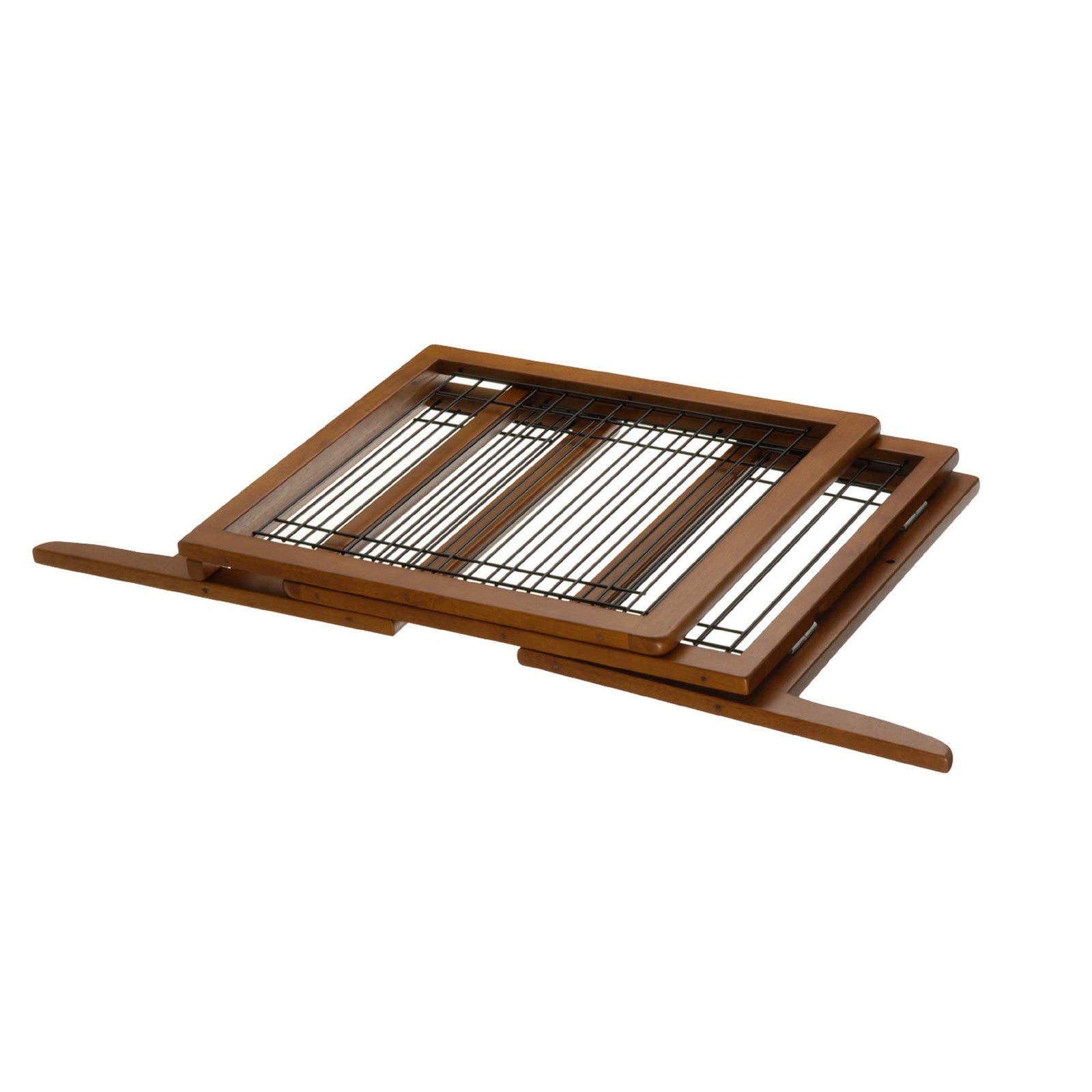 Richell small freestanding pet gate with autumn matte finish, showing wooden frame and secure panels for pet safety.