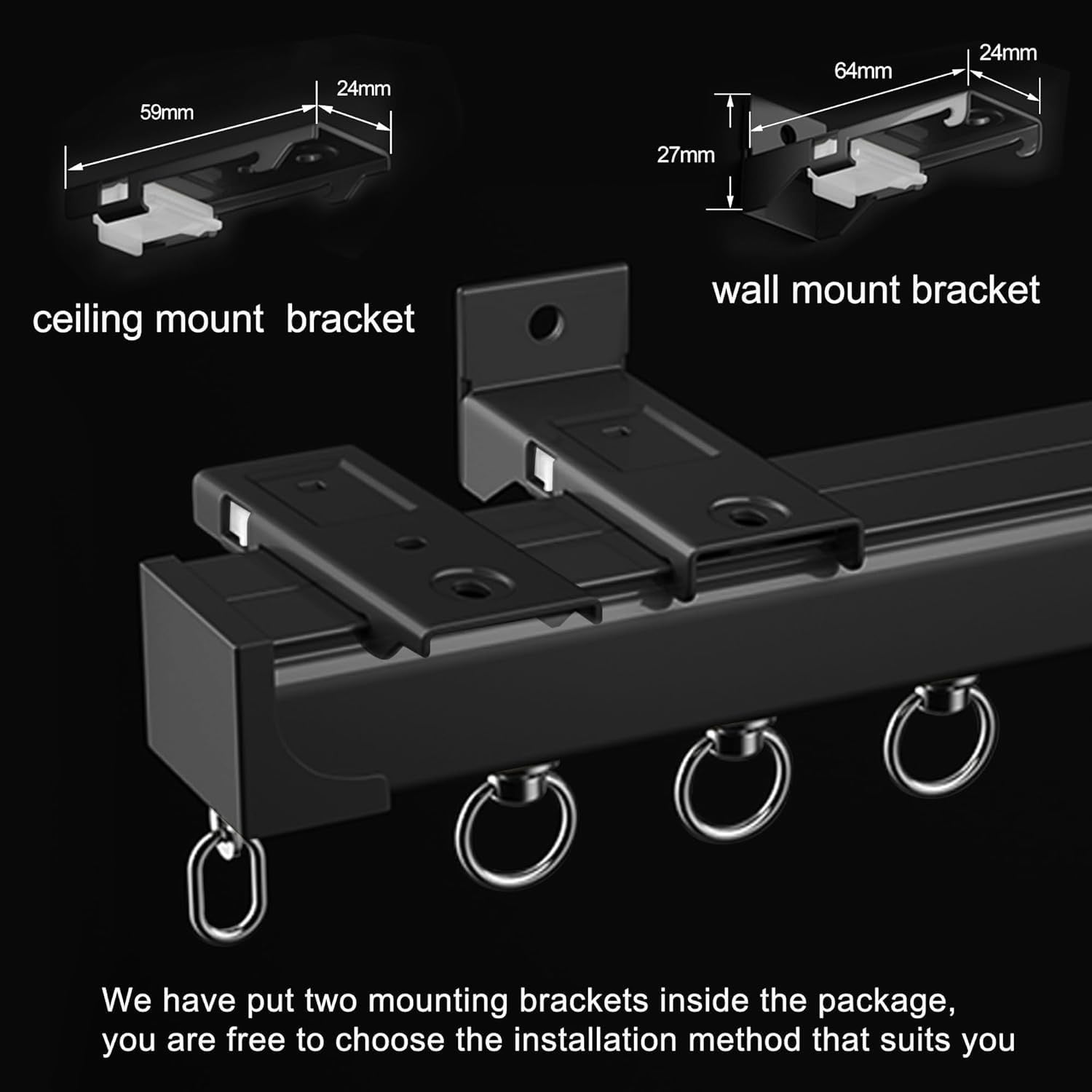 Yxhomme aluminum alloy silent curtain track mounted on ceiling, suitable for hanging curtains in modern interior spaces