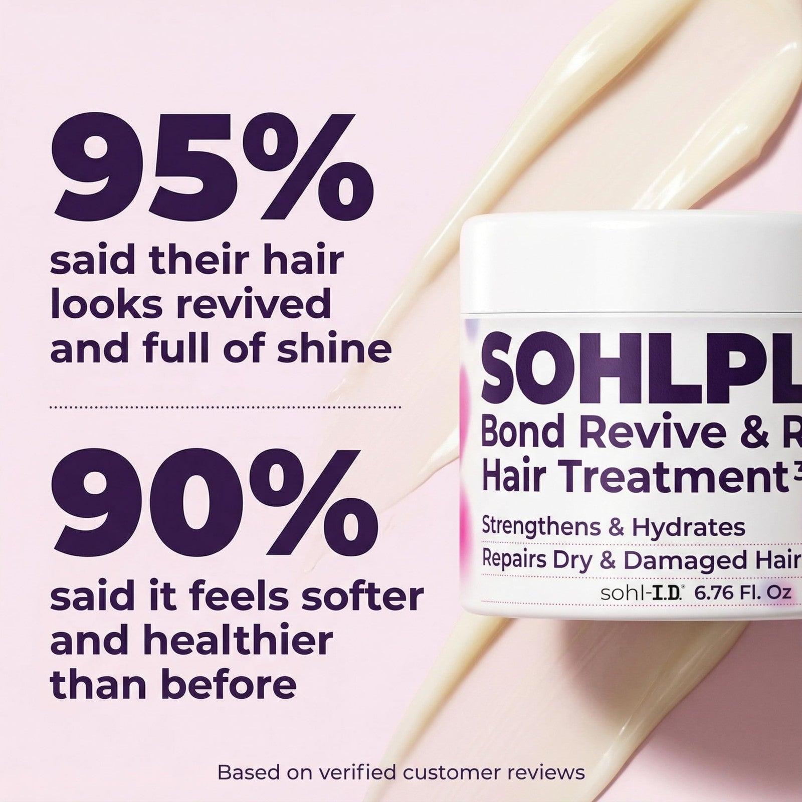 sohl-I.D. Hair Mask for dry and damaged hair, deep conditioning repair treatment in a jar with smooth creamy texture