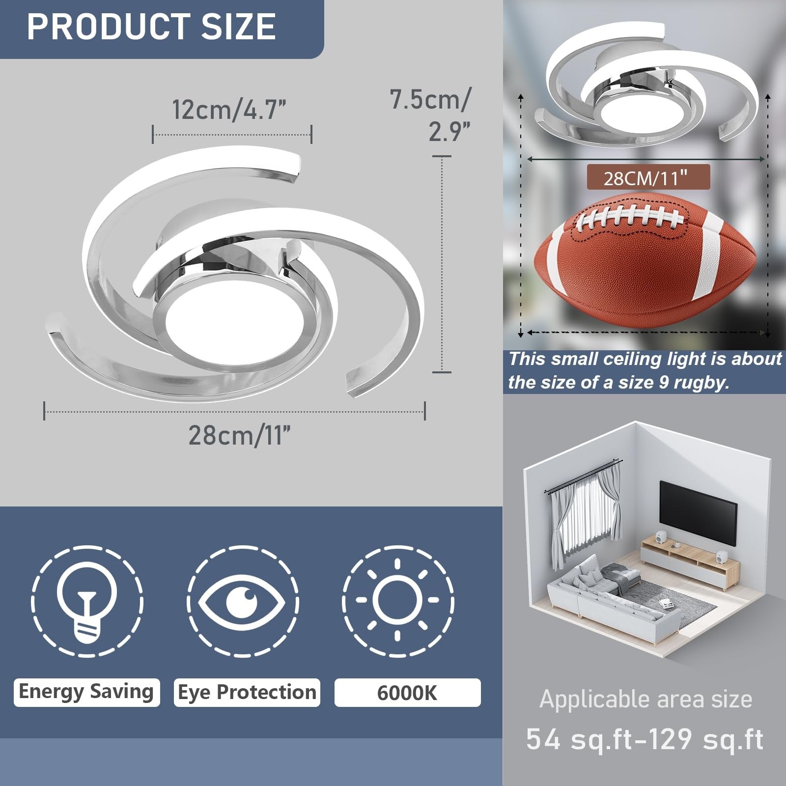 ADISUN LED modern ceiling light fixture with semi-flush mount design and 6000K bright white illumination.