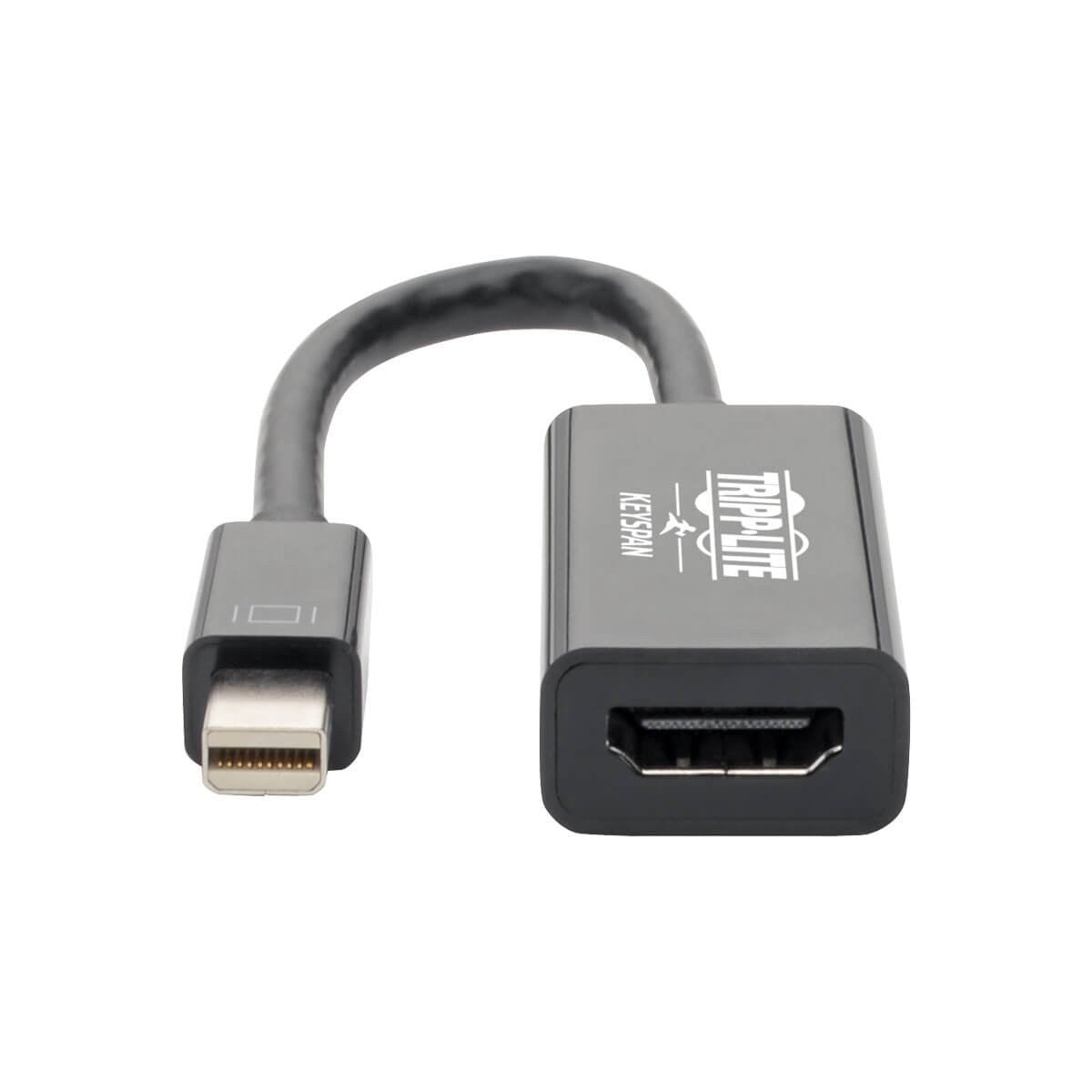 TRIPP LITE Mini DisplayPort 1.2 to HDMI adapter converter showing the compact active mDP to HDMI device with ports and branding