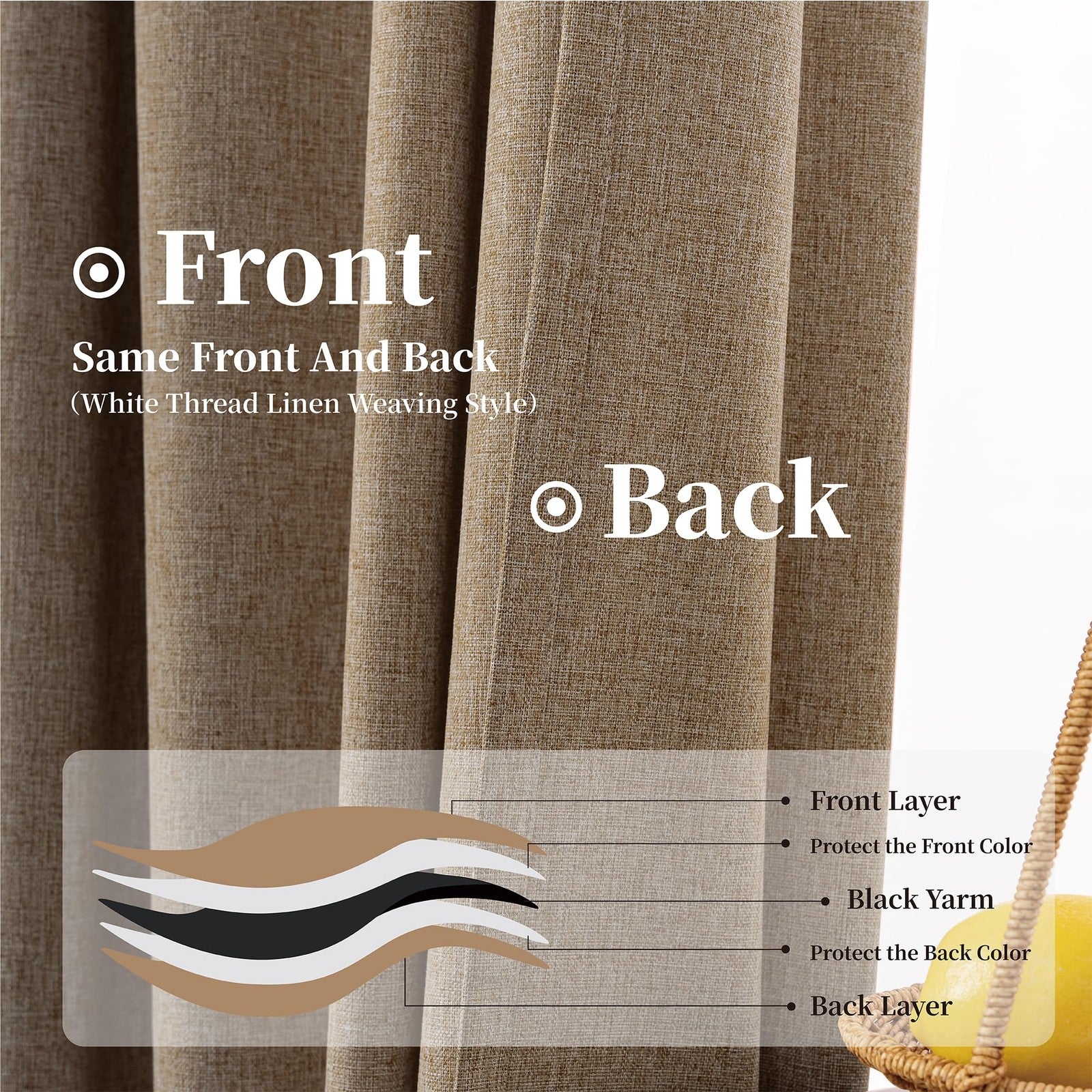 KangBang Biscuit extra wide blackout curtains for sliding patio door, black fabric with two panel design, thermal insulated blackout window drapes