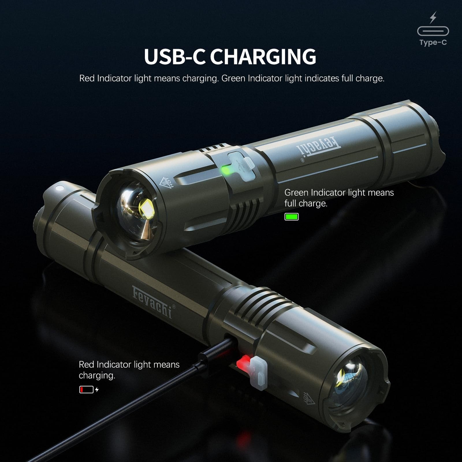 Feyachi tactical flashlight with M Lock mount, offset design, pressure switch, and hard-anodized finish for firearm use.