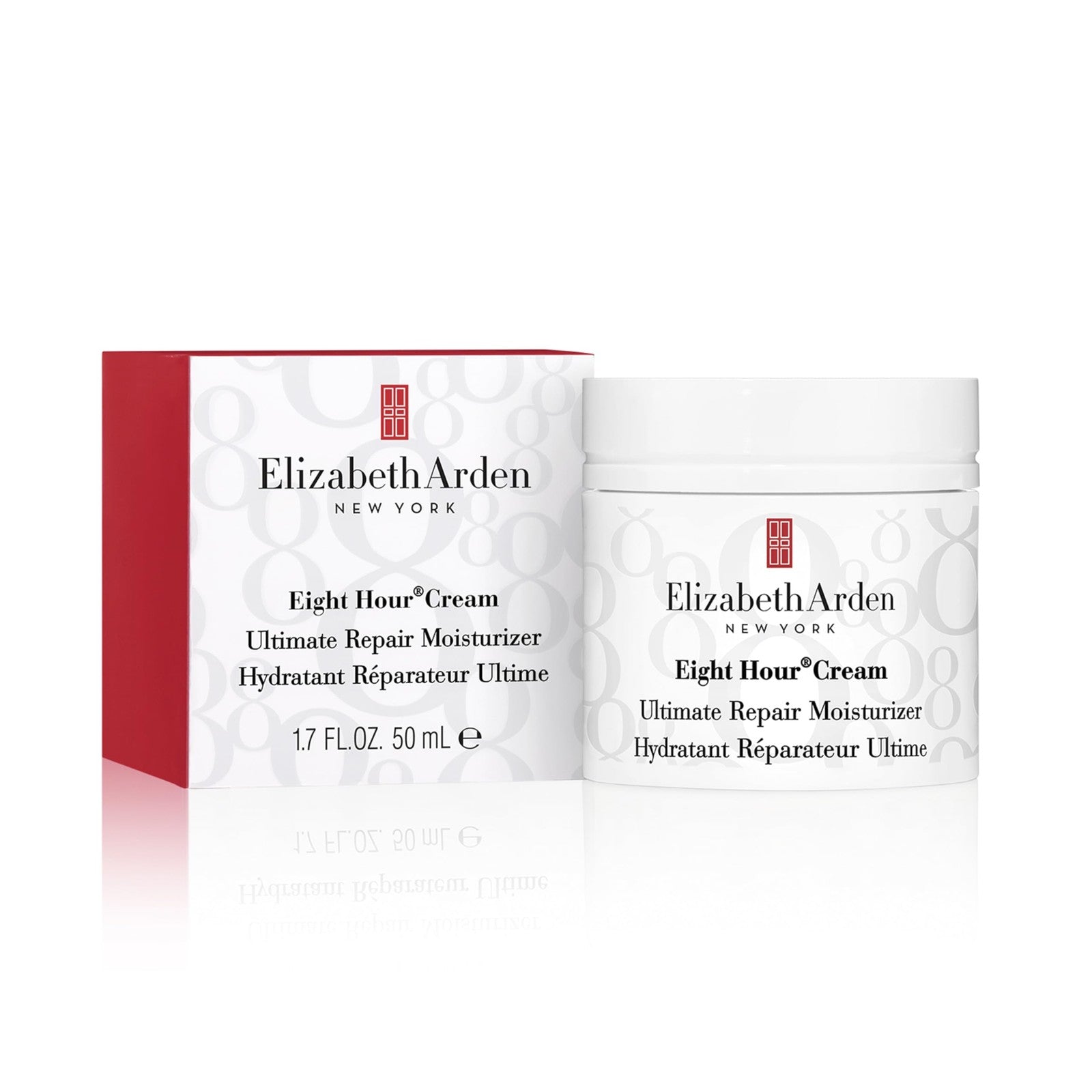 Elizabeth Arden Eight Hour Cream Ultimate Repair Moisturizer for face, showing the cream jar and packaging.