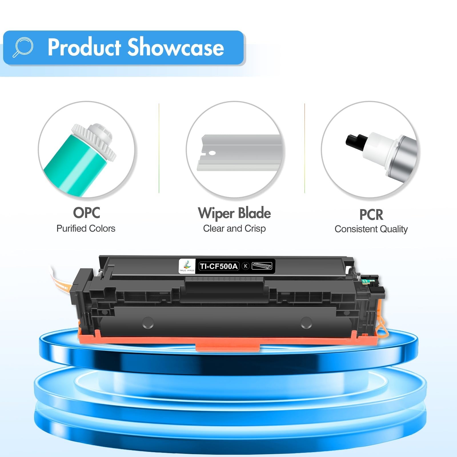 True Image compatible toner cartridge for HP 202A CF500A 202X color, replacement ink cartridge for laser printers.