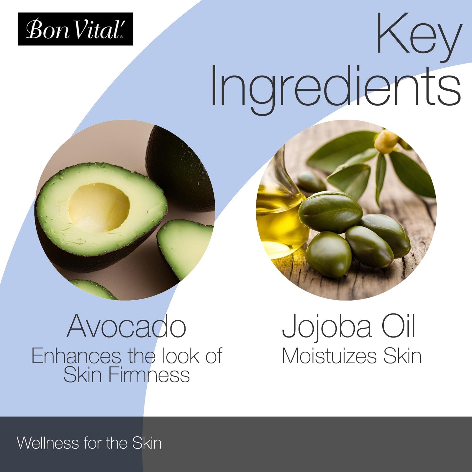 Bon Vital' Multi-Purpose Massage Crème with aloe vera, professional massage cream in a white jar with a blue lid.