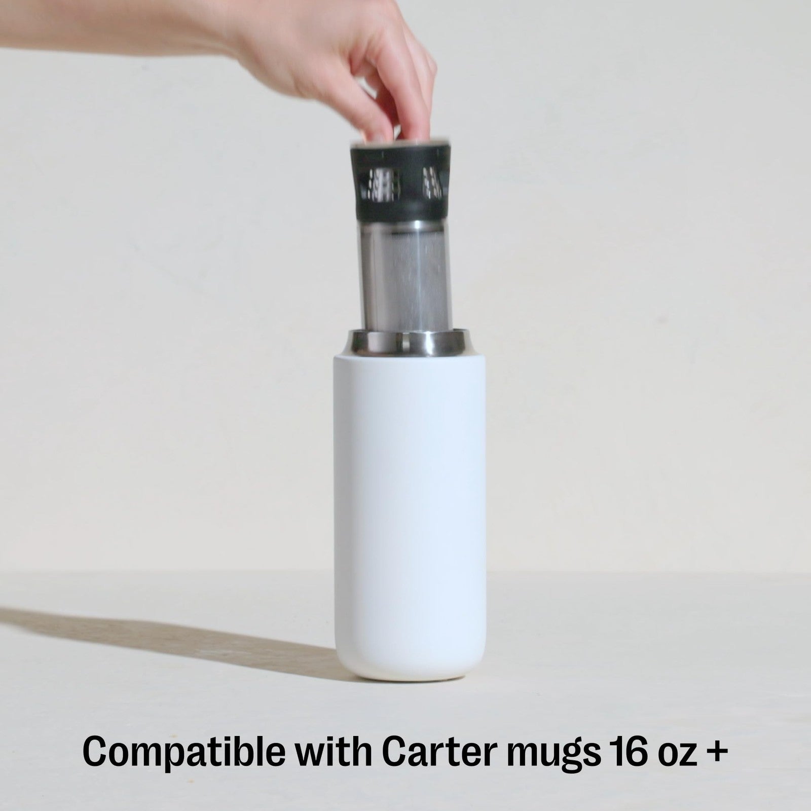 Fellow Carter Tea and Cold Brew Infuser with 16 oz Carter Move tumbler set for brewing tea and cold beverages.