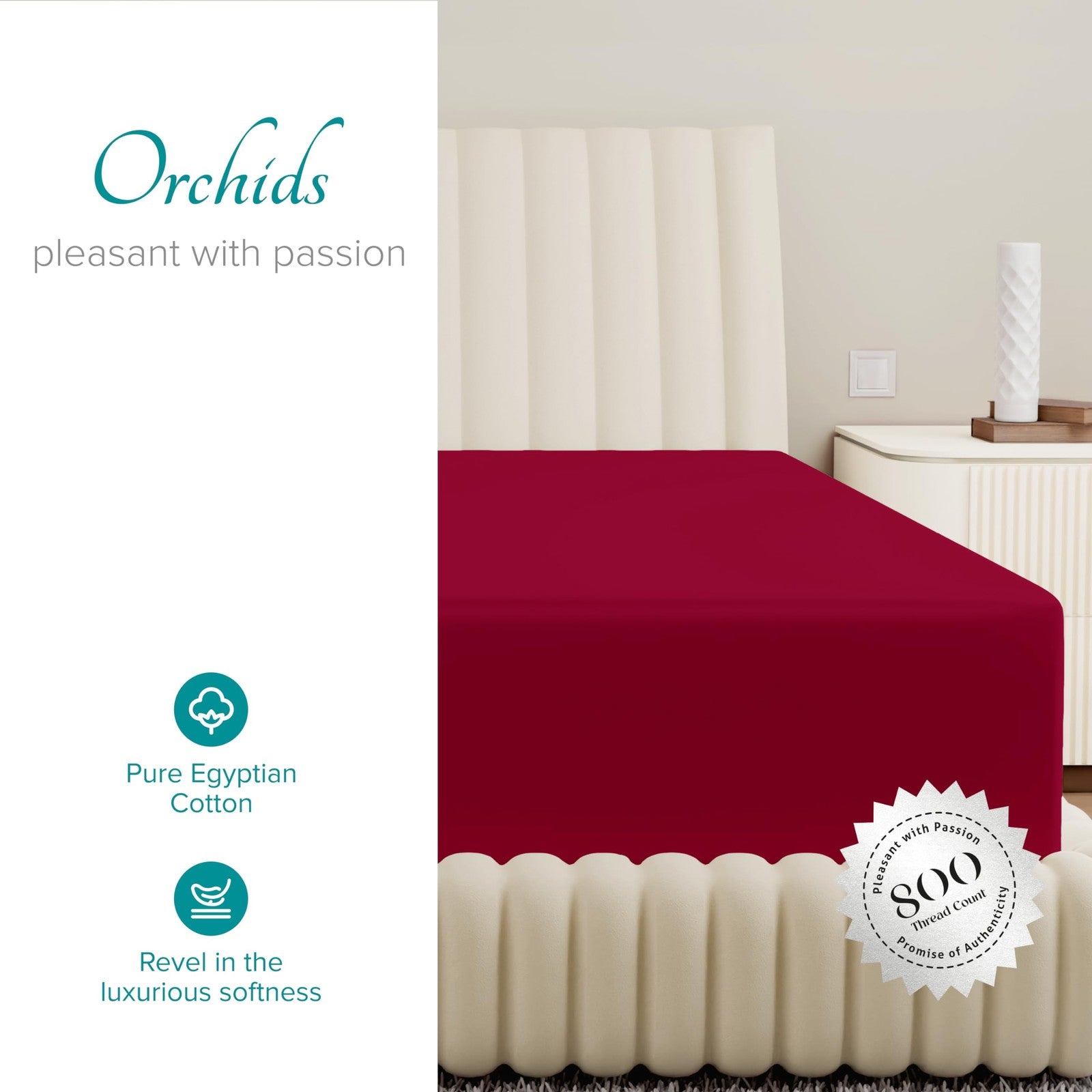Carressa Linen 100% cotton cal king fitted sheet with an 800 thread count, shown in a neutral color, smooth and crisp fabric.