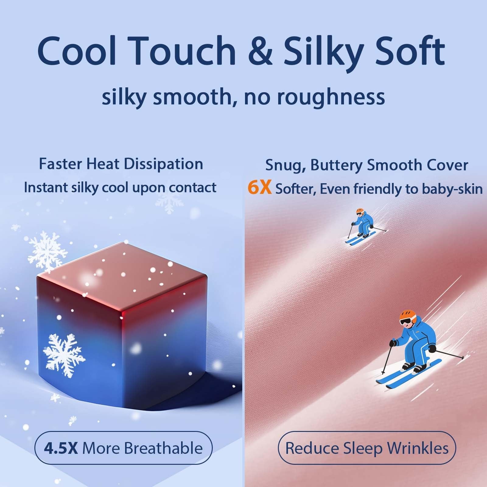 Set of two MEELUS queen size silky soft pillows with reversible down alternative covers, featuring plush, smooth fabric for comfortable sleep.