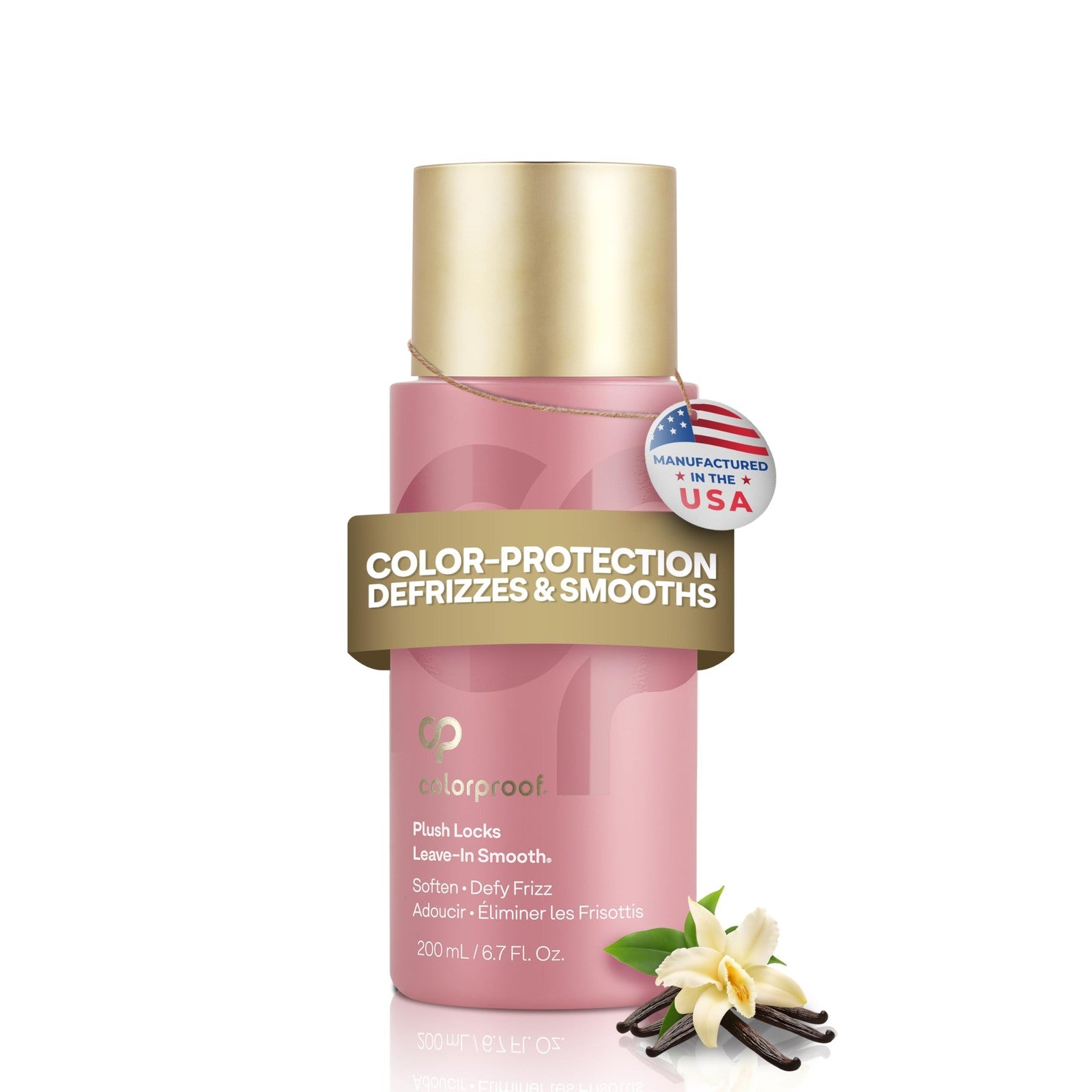 ColorProof Plush Locks Leave-in Smooth Anti-Frizz Smoothing Lotion bottle with pump for frizz control and hair protection.
