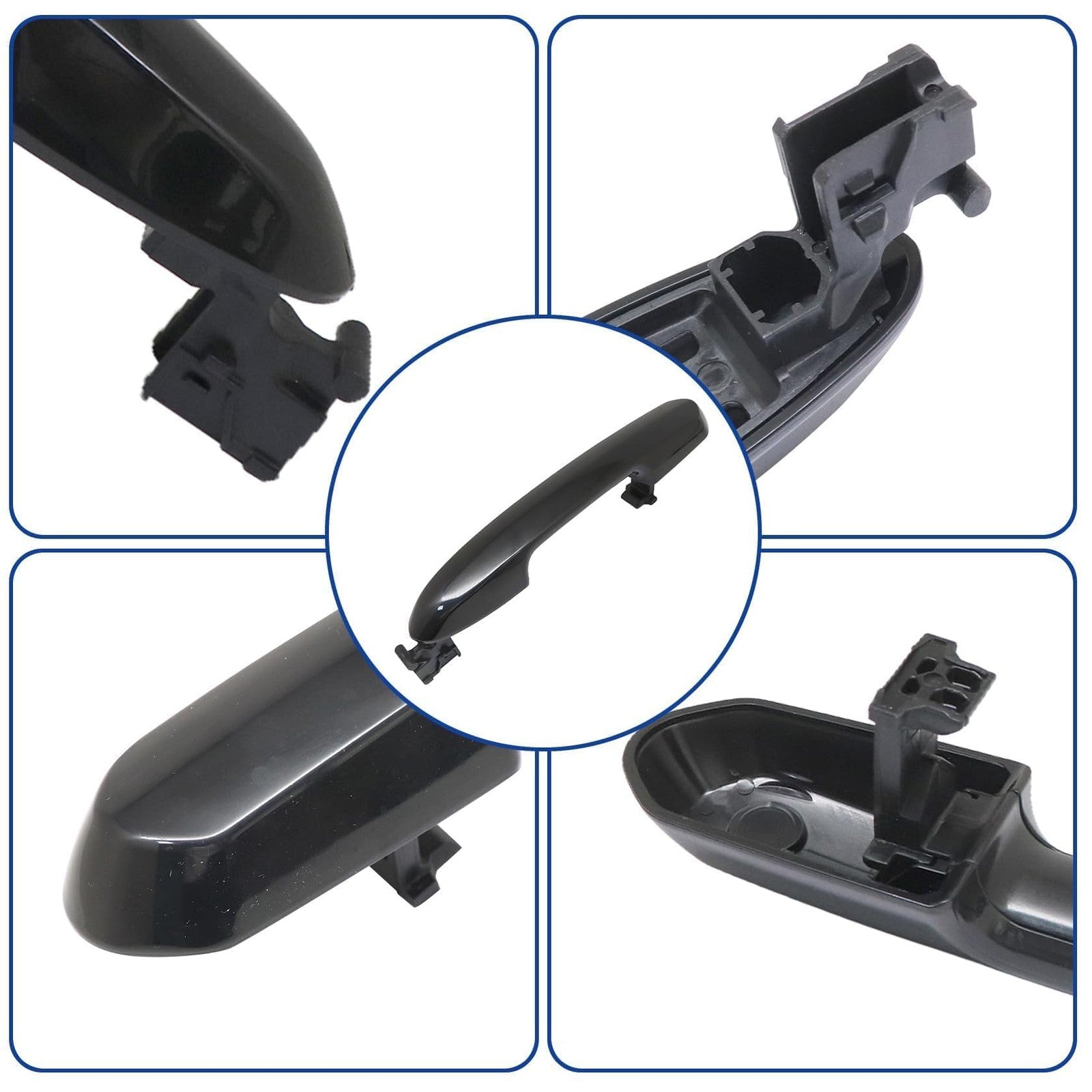 FZJDSD exterior door handle for rear left driver or right passenger side, showcasing the black plastic and metal construction.