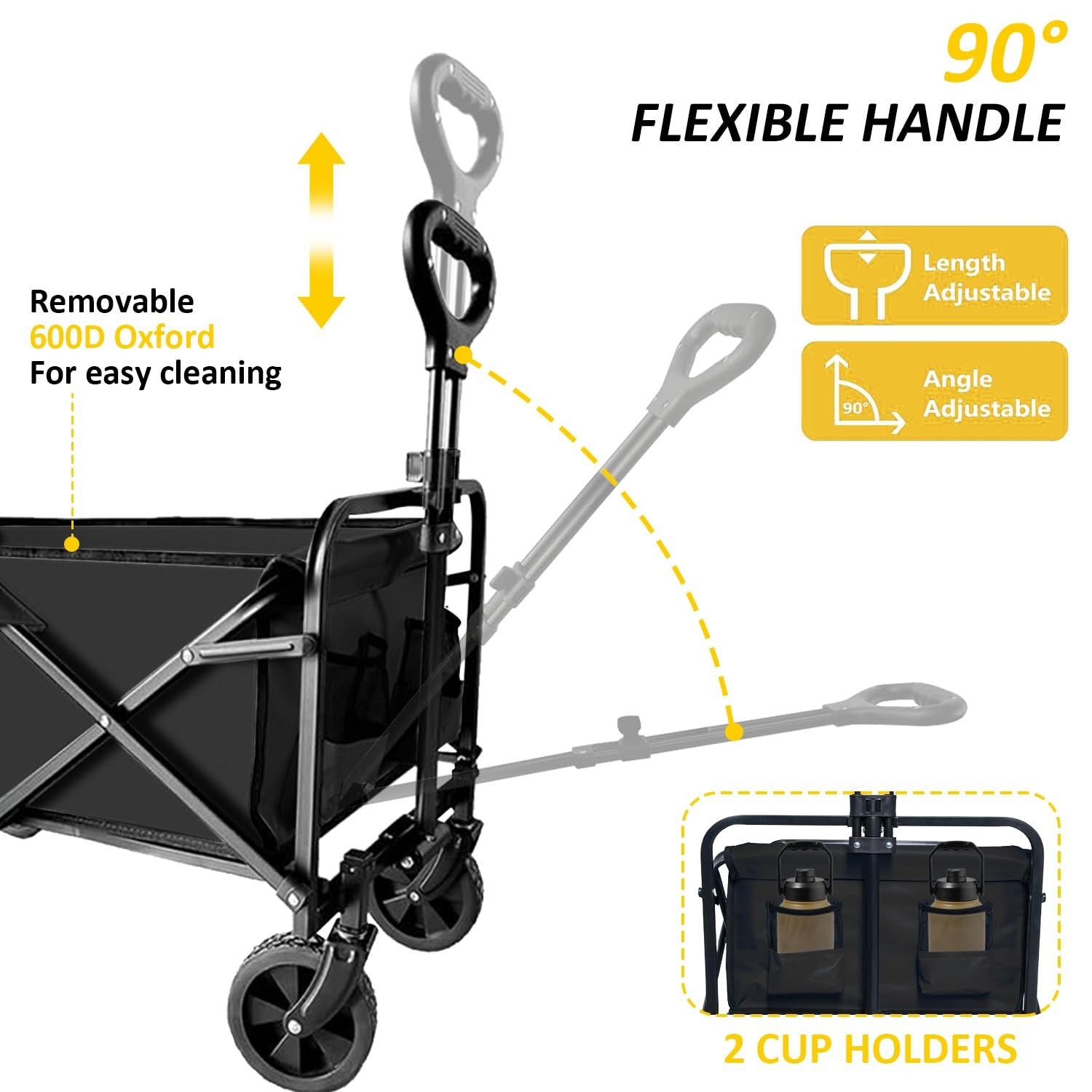 SAILARY heavy duty folding wagon with reinforced steel frame and 320lbs capacity, designed for utility and outdoor transport