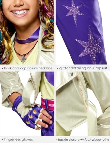 Rubies Unicorn Academy Sophia Mendoza kids girl costume with pink and purple unicorn design, large size, featuring a colorful dress and horn headband.