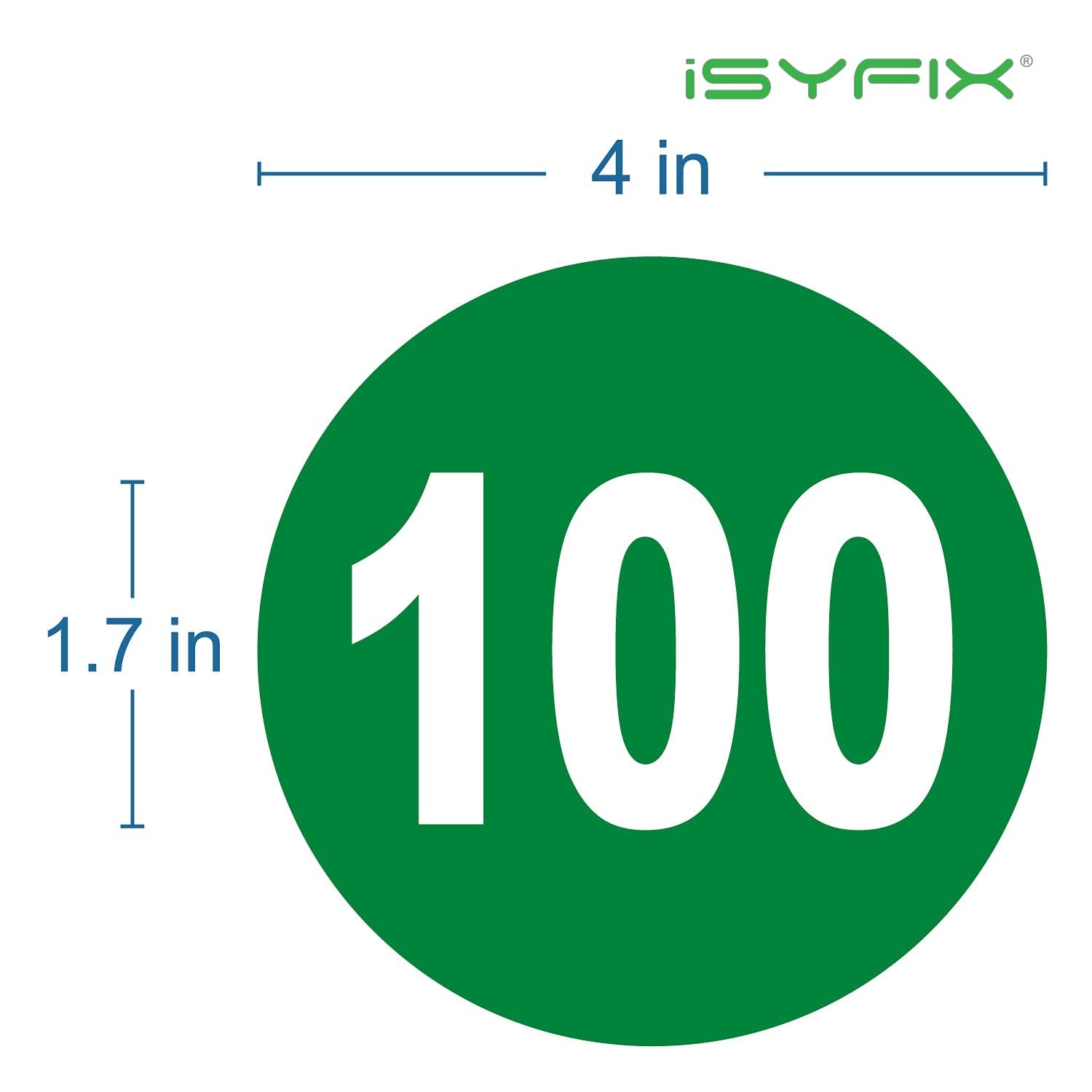 Set of iSYFIX green vinyl number stickers 1 to 100, 4-inch self-adhesive consecutive number decals for various projects.