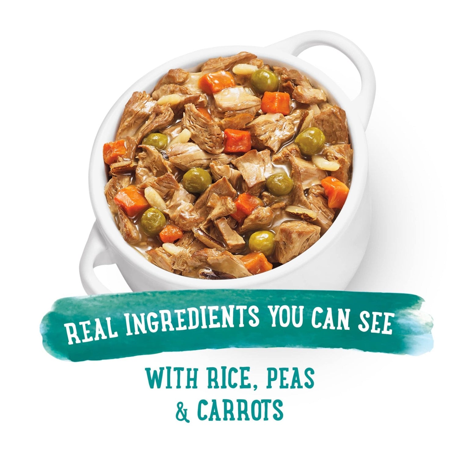 Beneful Purina Lamb & Rice Stew dog food tubs, 8 packs of 10 oz each, showing prepared meals with lamb and rice ingredients.