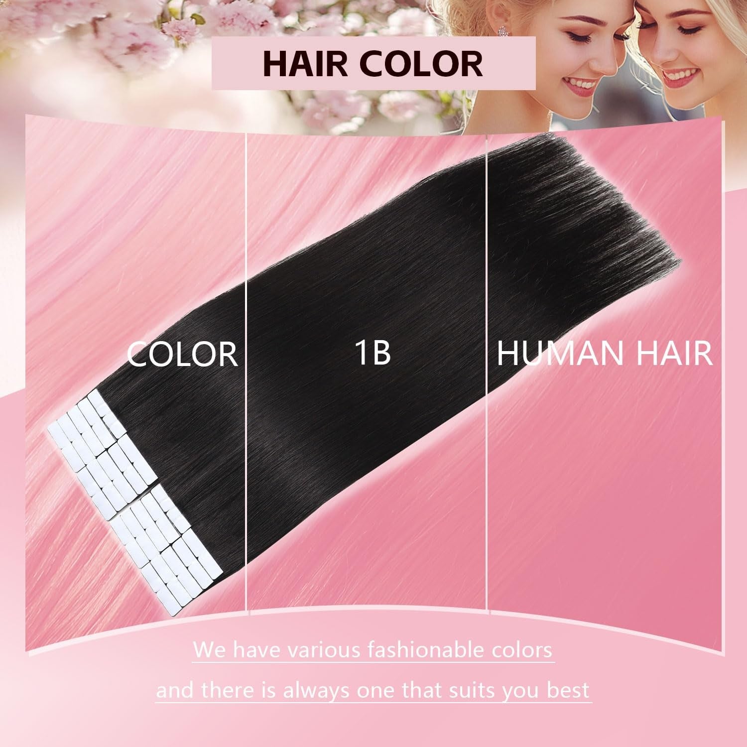 Natural black Sweetmet Injection Tape-in Hair Extensions by Unbranded, showing the sleek human hair tape-in extensions.