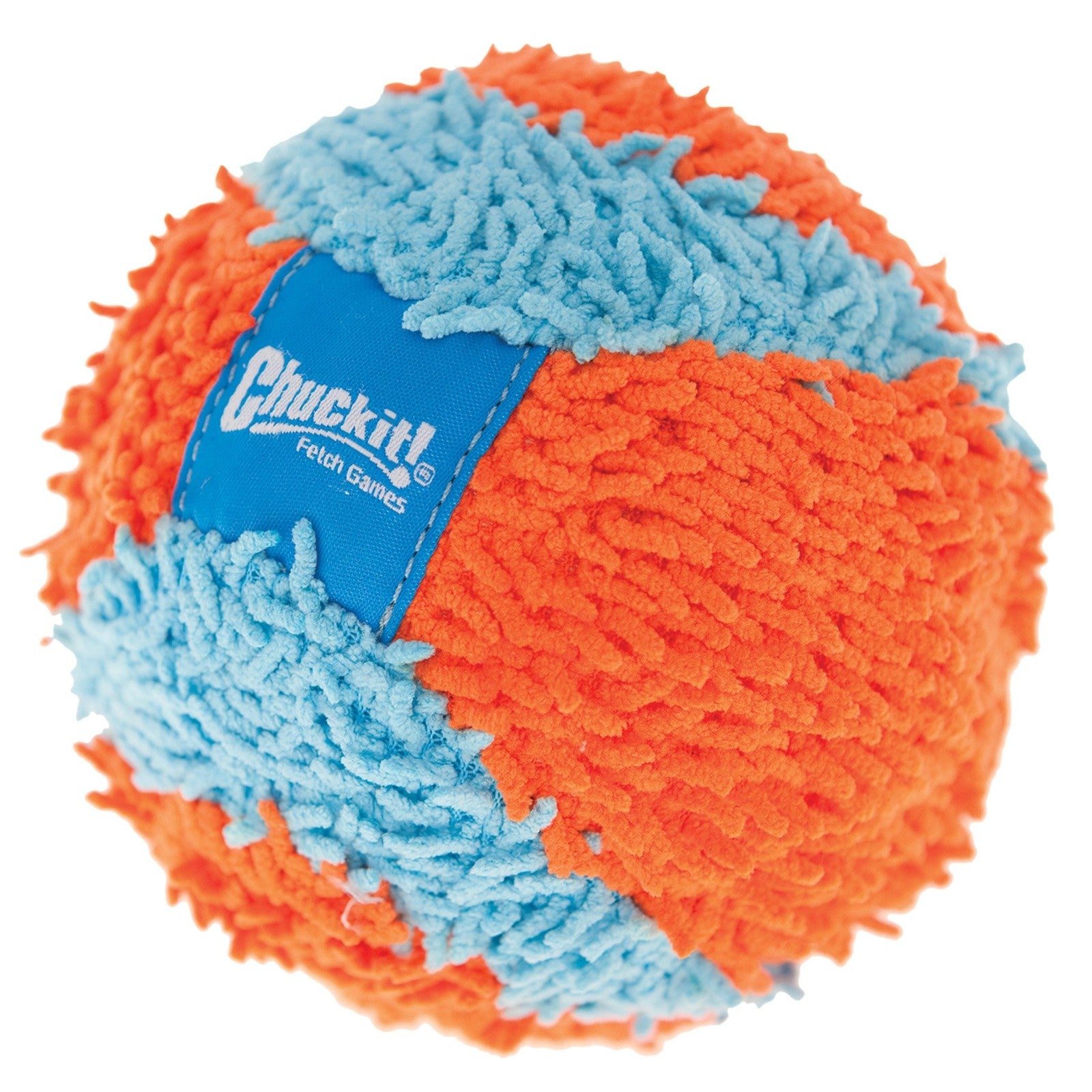 Set of three Chuckit! medium dog toys, 2.5 inches, including a squeaky toy, designed for medium breed dogs, colorful and durable.