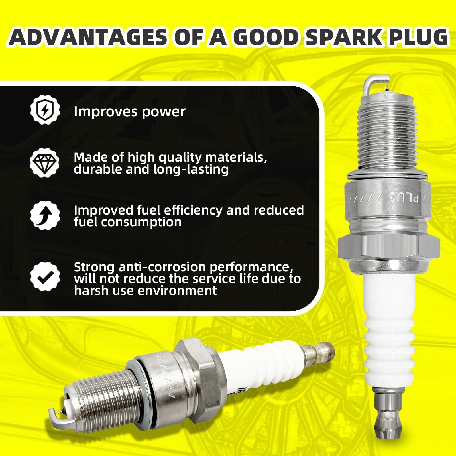 MOAUTO set of 4 iridium spark plugs with wires for automotive engines, featuring model 671-4138 9799 RC-TX99A Com, shown in the image.