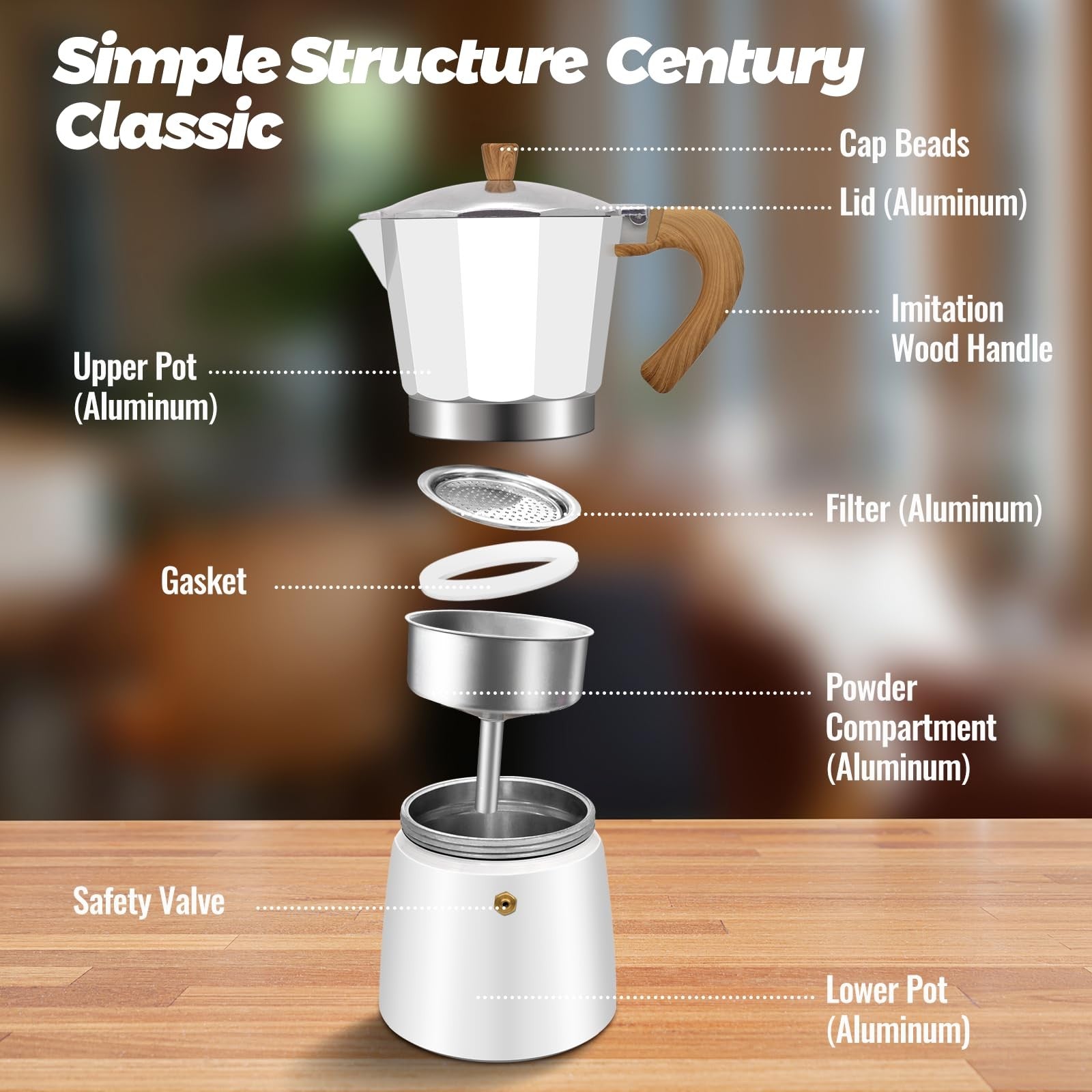 Vaolvpant 9-cup aluminum moka pot stovetop espresso coffee maker with 450ml capacity, featuring a classic design and black handle.