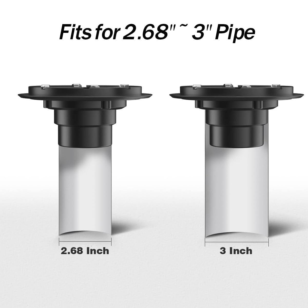Brushed nickel RANDOM round shower drain with adjustable PVC, 4-inch diameter, designed for modern bathroom showers.