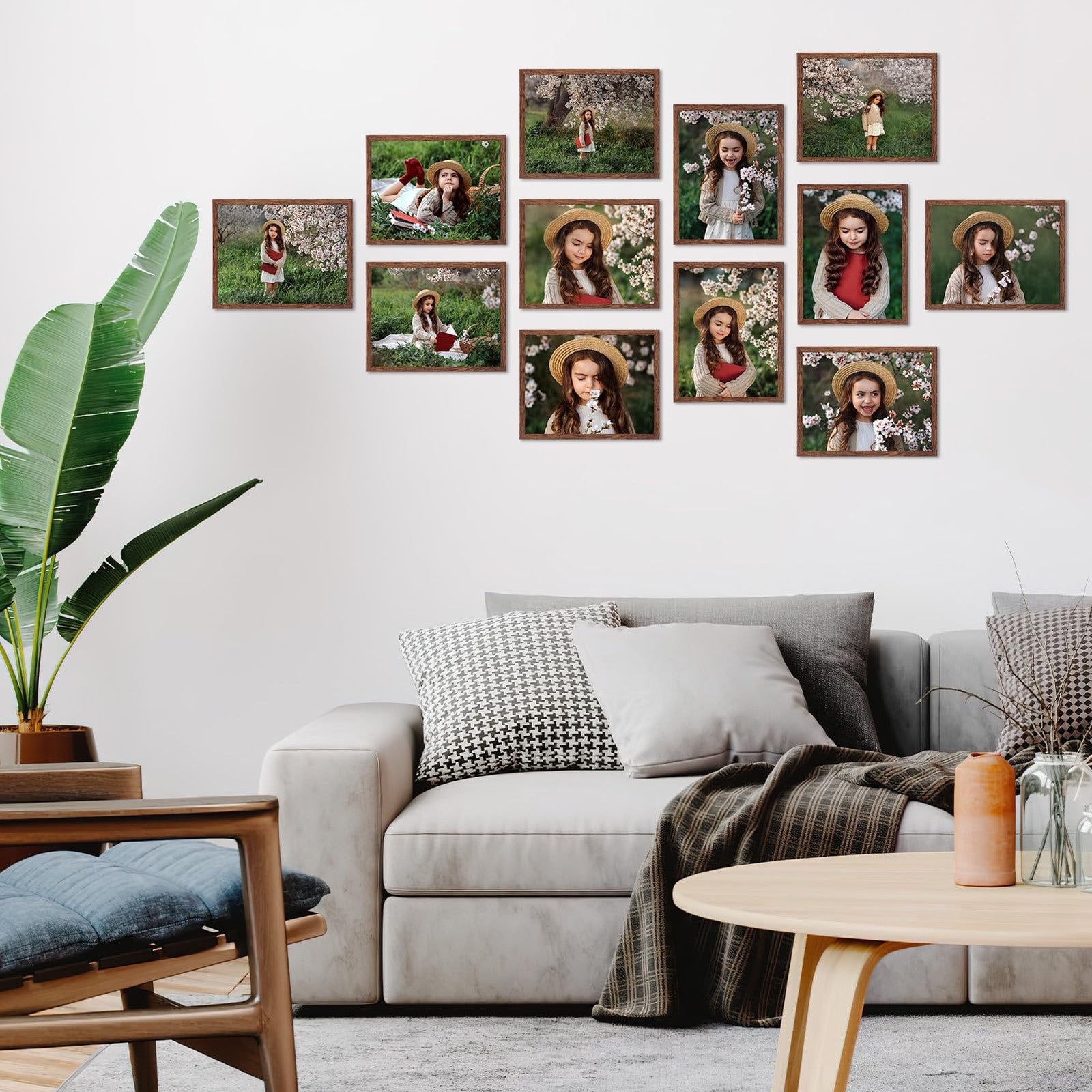 Hoikwo 18-pack set of dark brown plastic picture frames, 8.5x11 inches, suitable for displaying photographs or artwork.