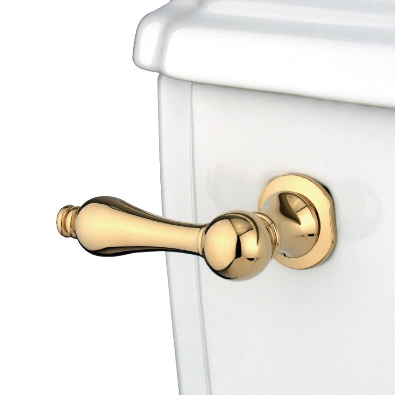 Kingston Brass Victorian tank lever in polished brass with a 2-5/8-inch handle, featuring classic Victorian design for toilet tanks.