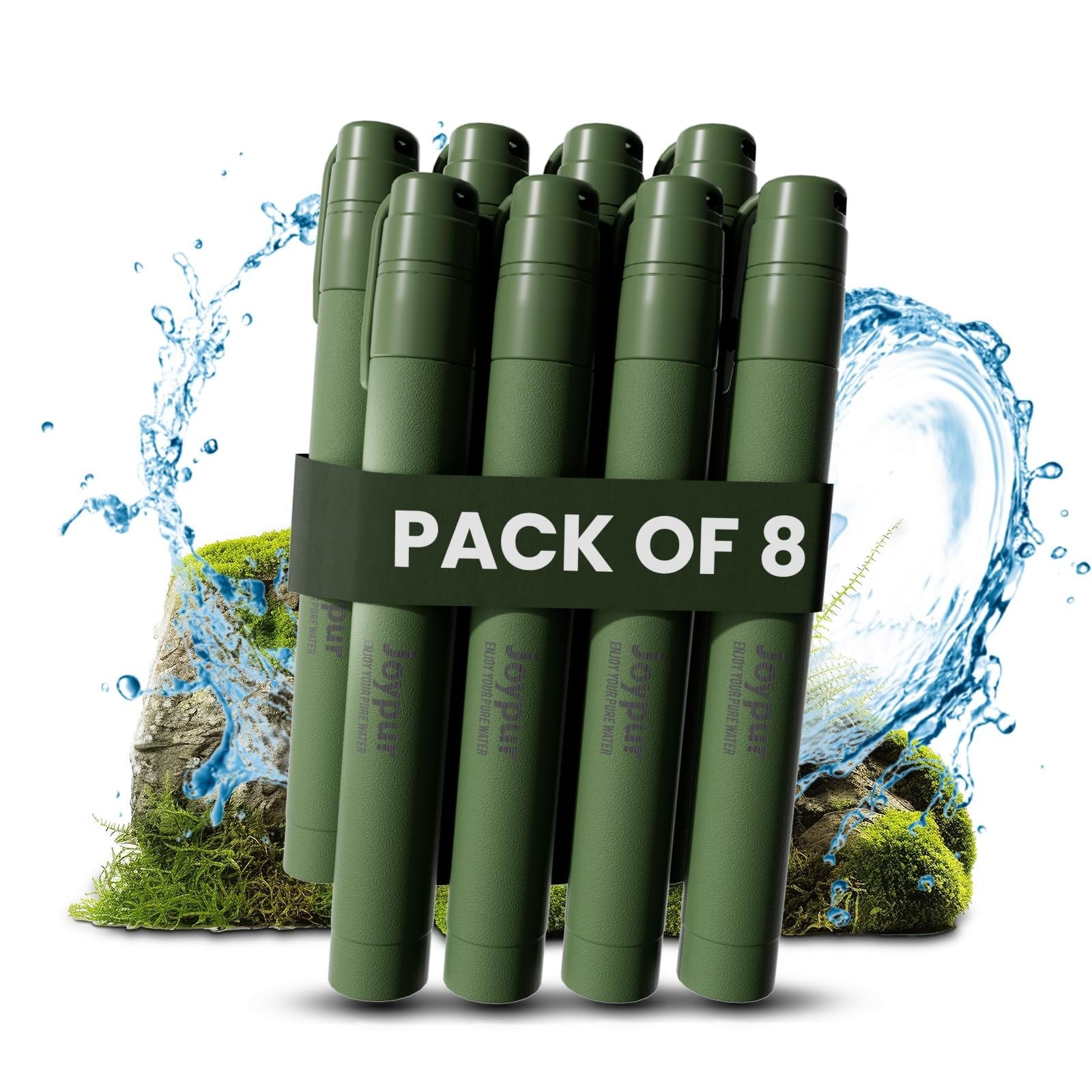 Joypur camping water filtration straw, personal survival water filter for outdoor backup use, compact and portable design.
