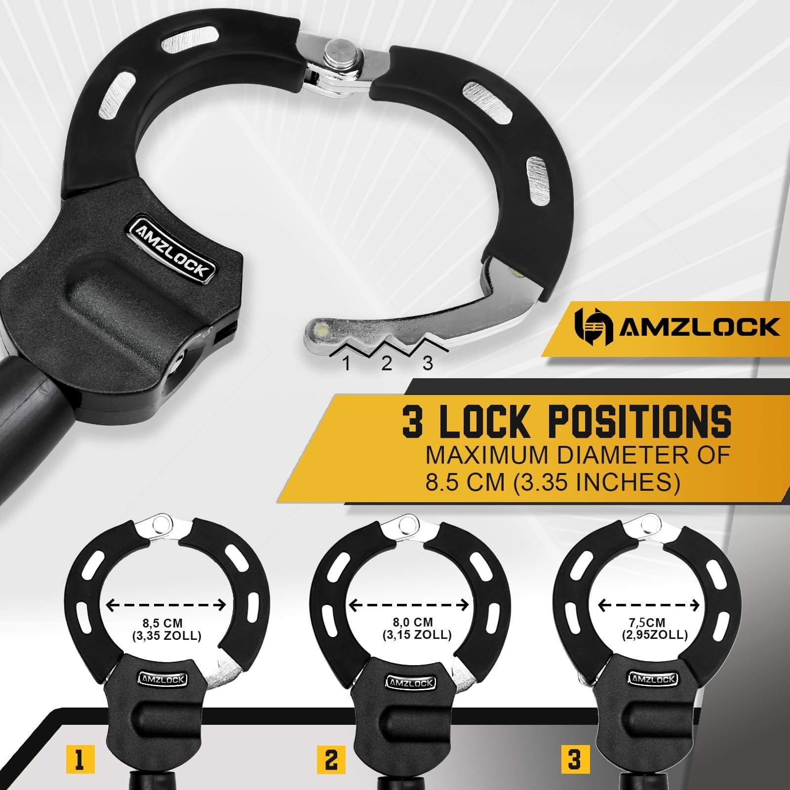 AMZLOCK electric scooter lock with heavy-duty 5/16" chain, anti-theft scooter accessory for secure parking and safety.