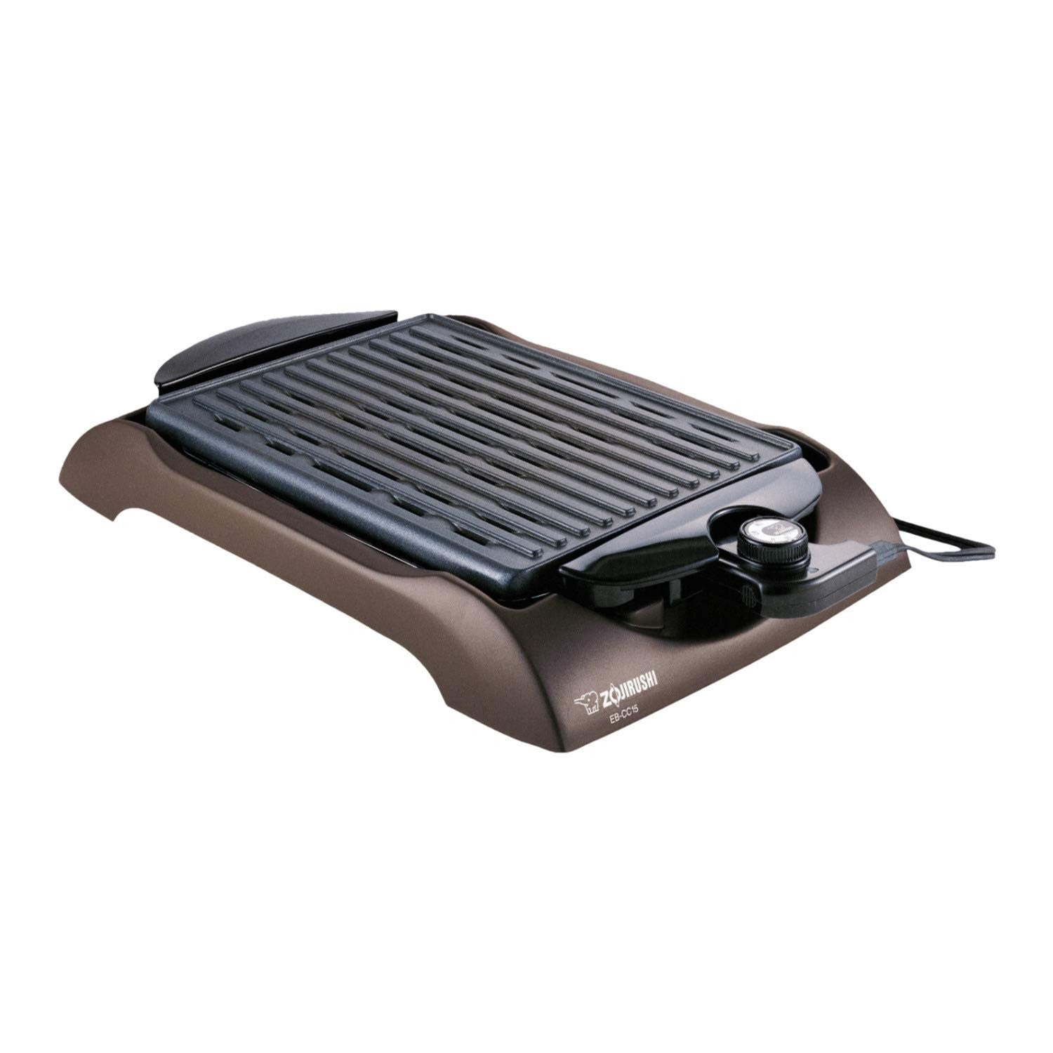 Zojirushi EB-CC15 indoor electric grill with a non-stick cooking surface and adjustable temperature control.
