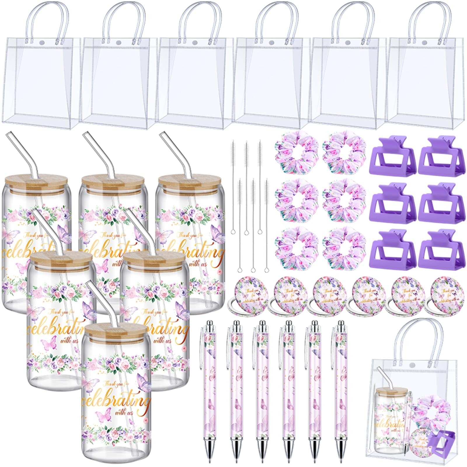 Set of six Boao baby shower game prizes tumblers with lids and straws, colorful and suitable for player winners.