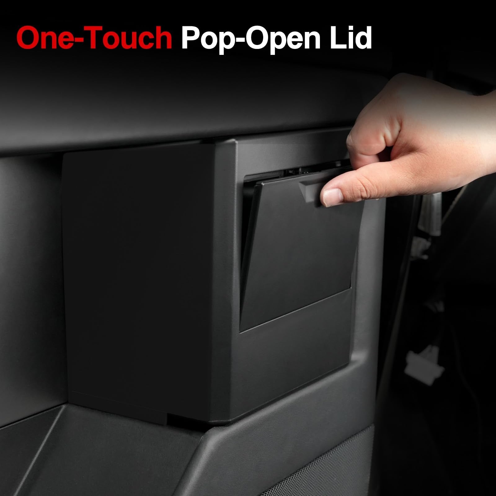 Foronetry hidden storage box for Tesla Cybertruck 2024-2026, built-in door compartment with secure storage option.