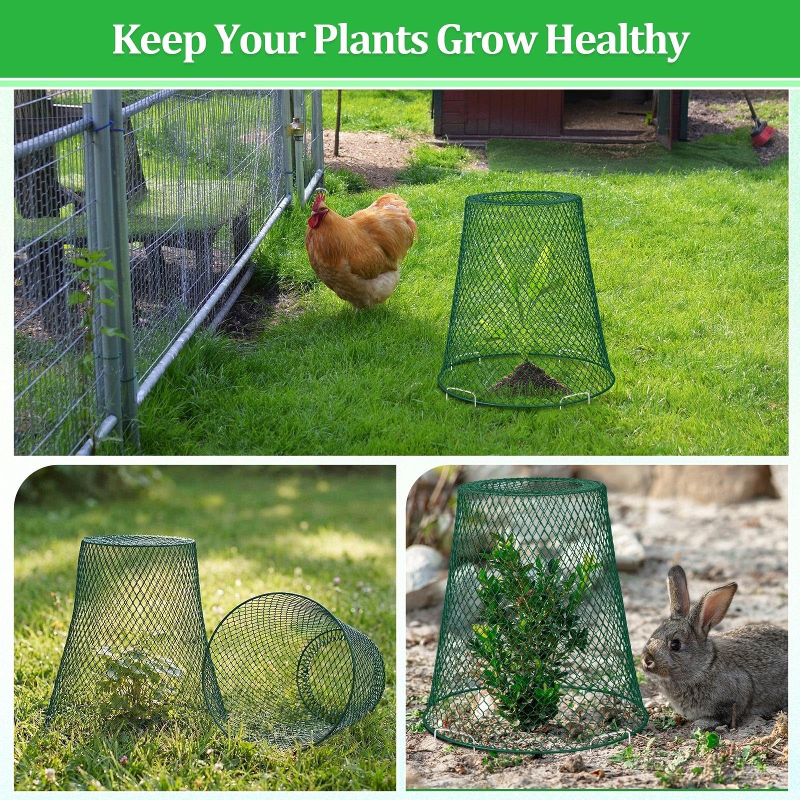 Large metal plant wire cloche set with 15 pieces, 11x12 inches, designed for garden plant protection and coverage.