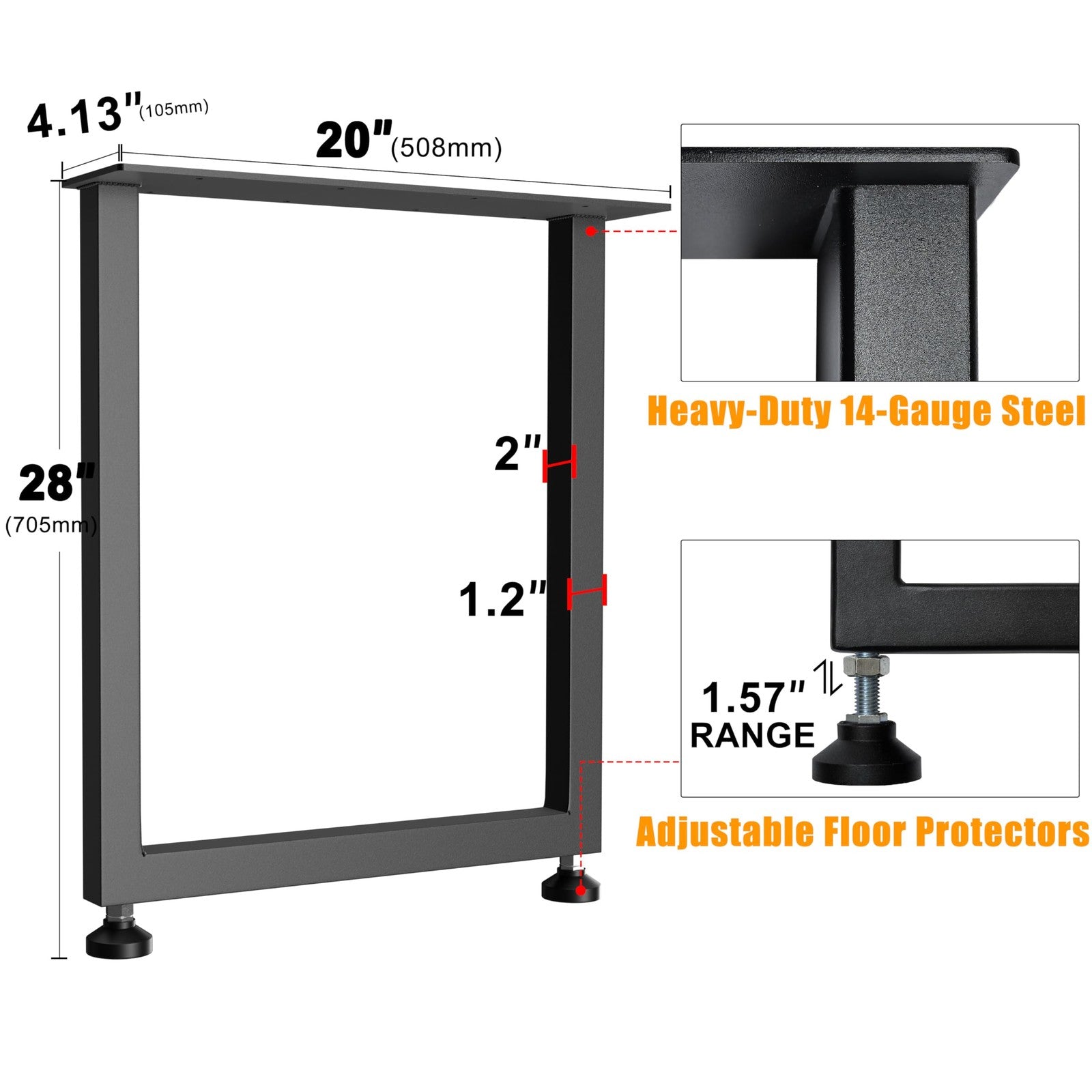 Chicaura heavy-duty metal table legs, 28x20 inch, with an aesthetic frame design for dining tables, sturdy and modern.