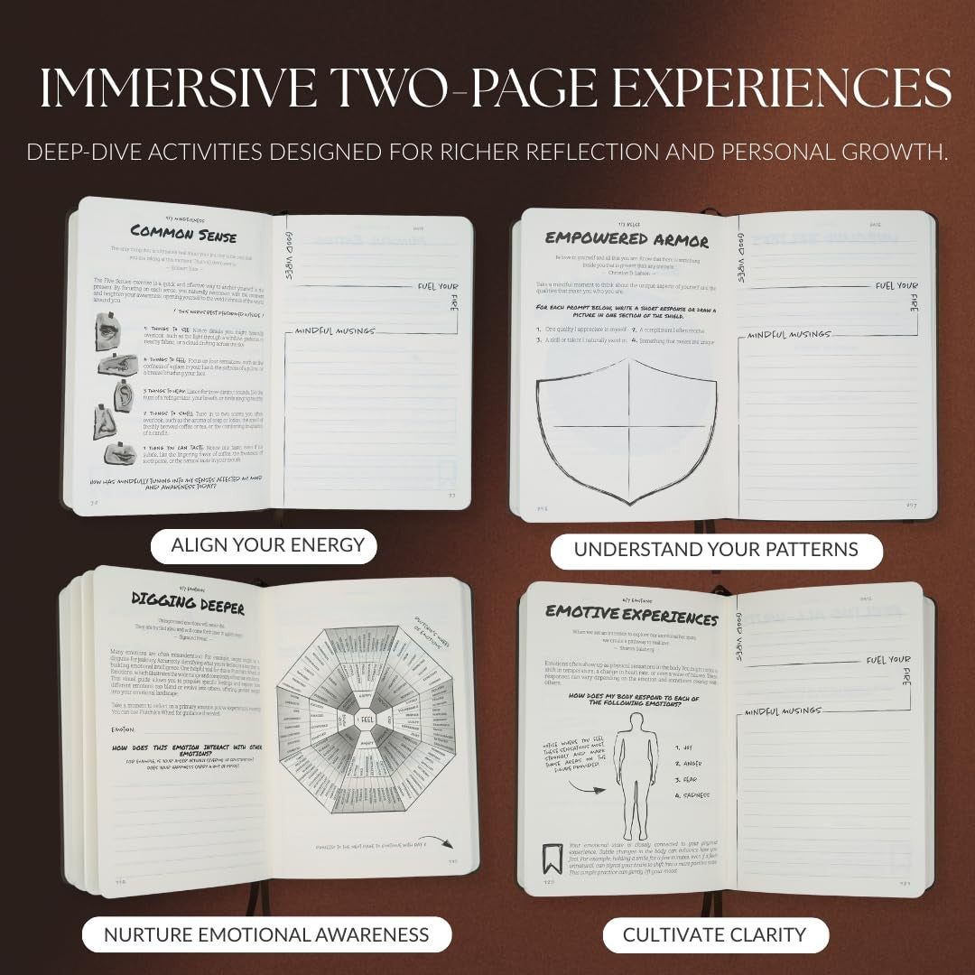 His Vibe Journal and Pen Gift Set by Simply Zen, 13-week guided mindfulness journal for men, featuring a sleek black journal with matching pen.