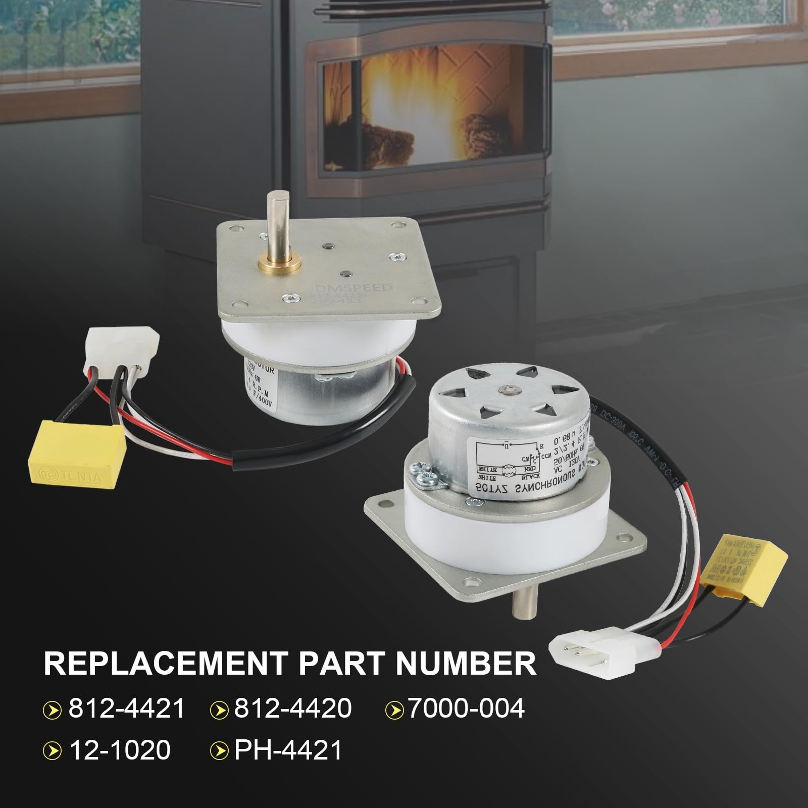 Ralzaoto upgraded 2.4RPM auger feed motor AC120V compatible with Quadra-Fire Part 812-442, shown in detailed close-up image.