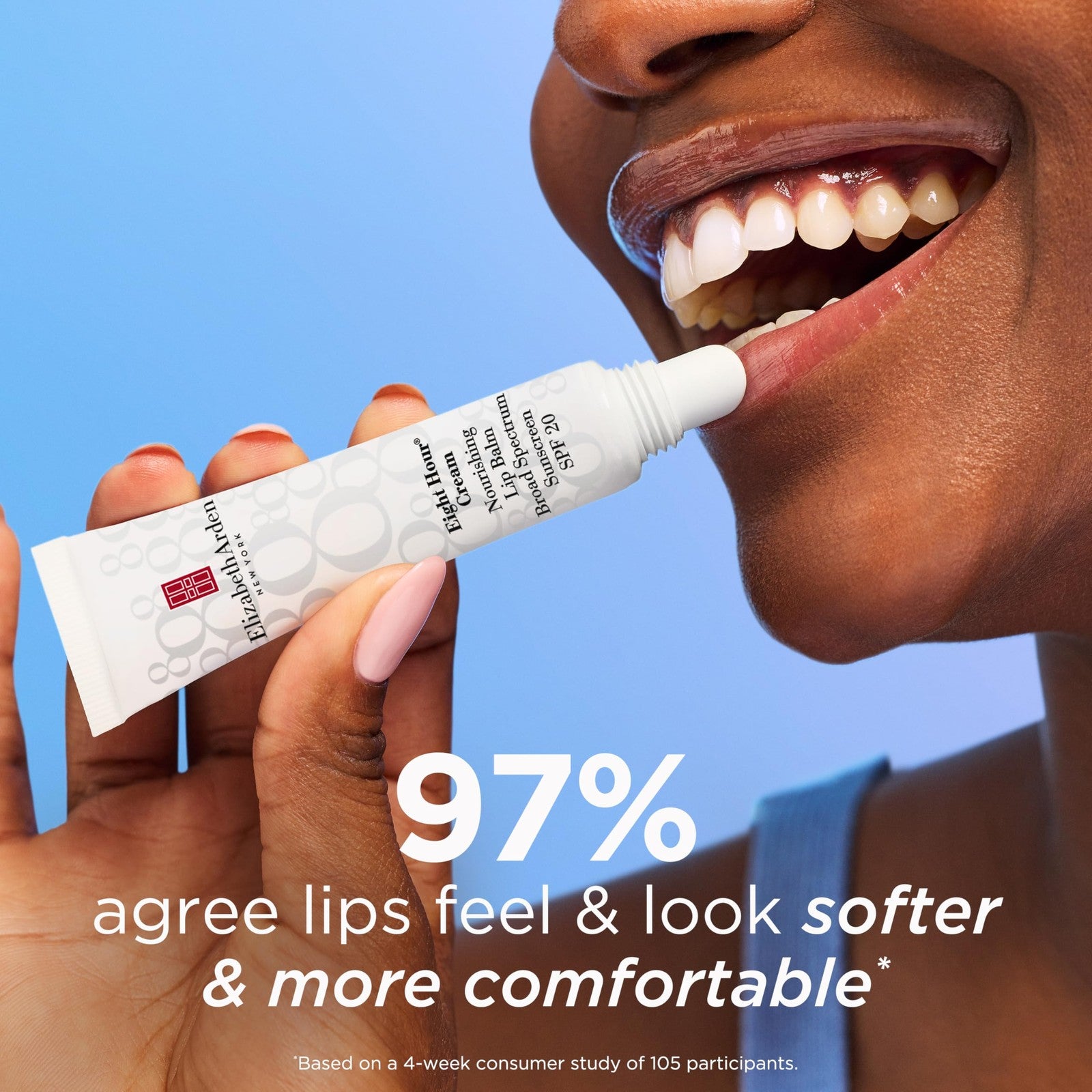 Elizabeth Arden Eight Hour Cream Nourishing Lip Balm with SPF 20, showing the sleek tube and product branding.