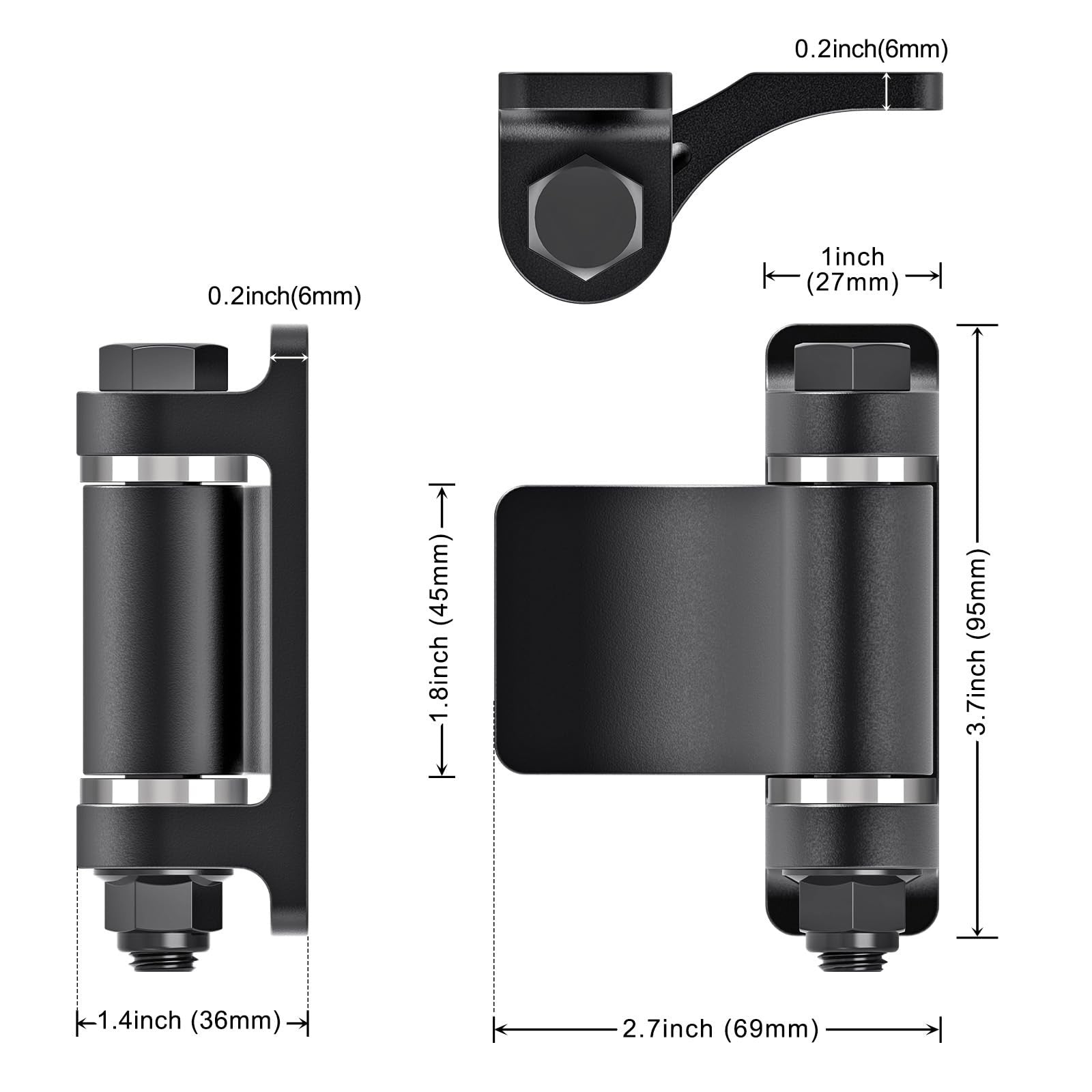 Lifeswell heavy duty weld-on gate hinges, steel construction with spacer bearings, oxid finish, 4-pack for durable fencing or gate installation.