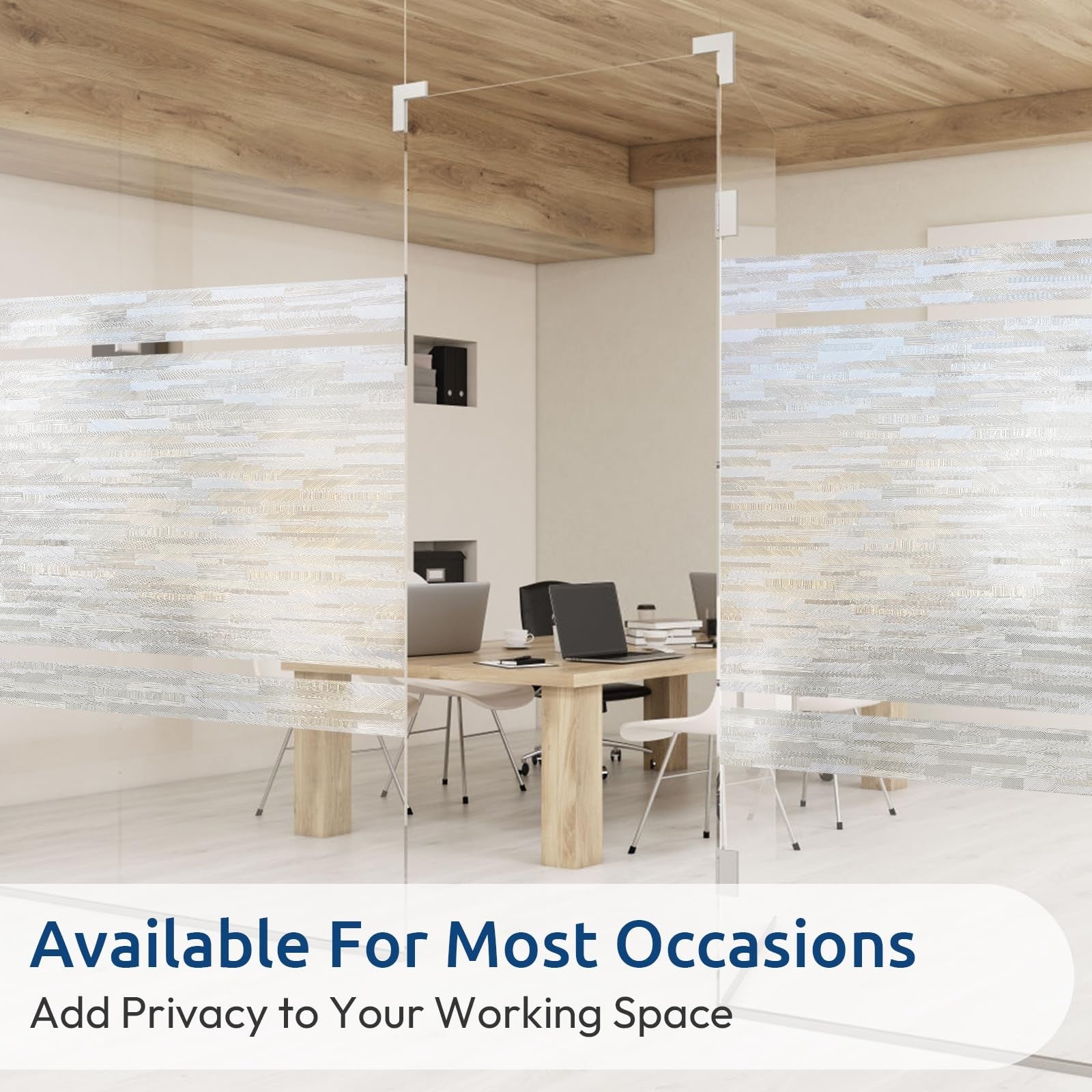 Rabbitgoo frosted glass privacy film showing a textured, frosted pattern on a window, static cling UV window film for privacy.