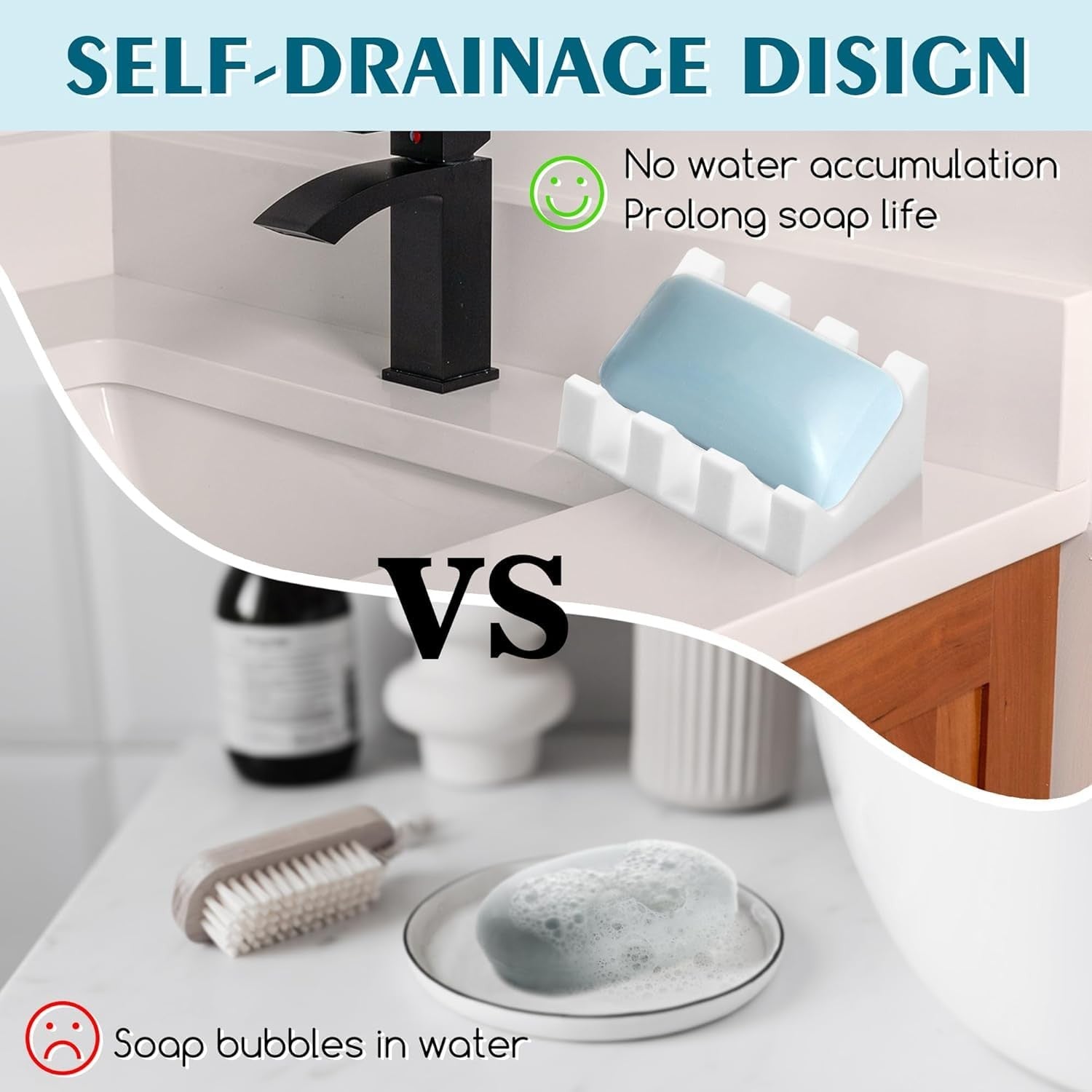 MRBULLOCK silicone soap dish with drainage slots, designed for bar soap holder in shower or bathroom.