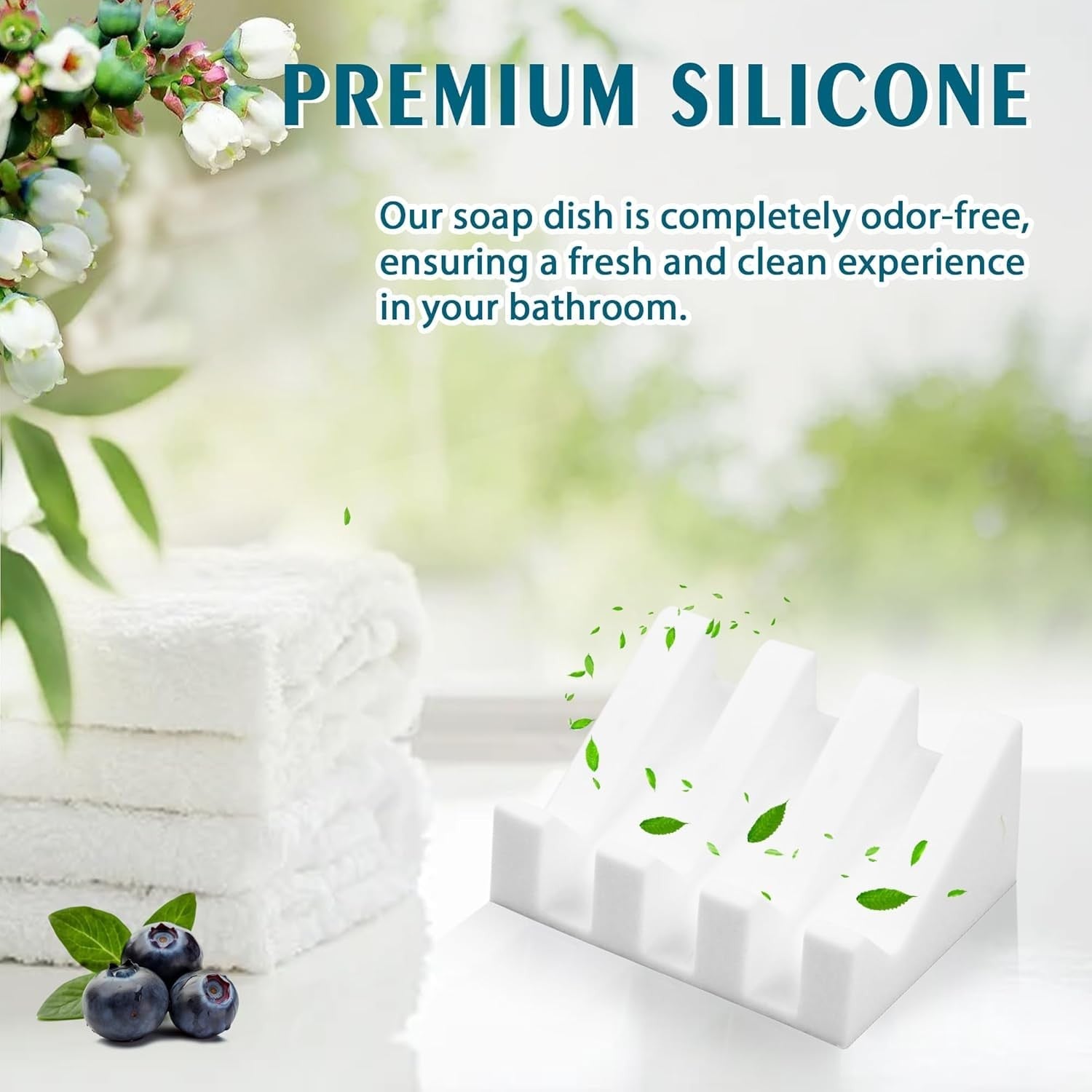 MRBULLOCK silicone soap dish for bar soap, self-draining holder designed for shower and bathroom use