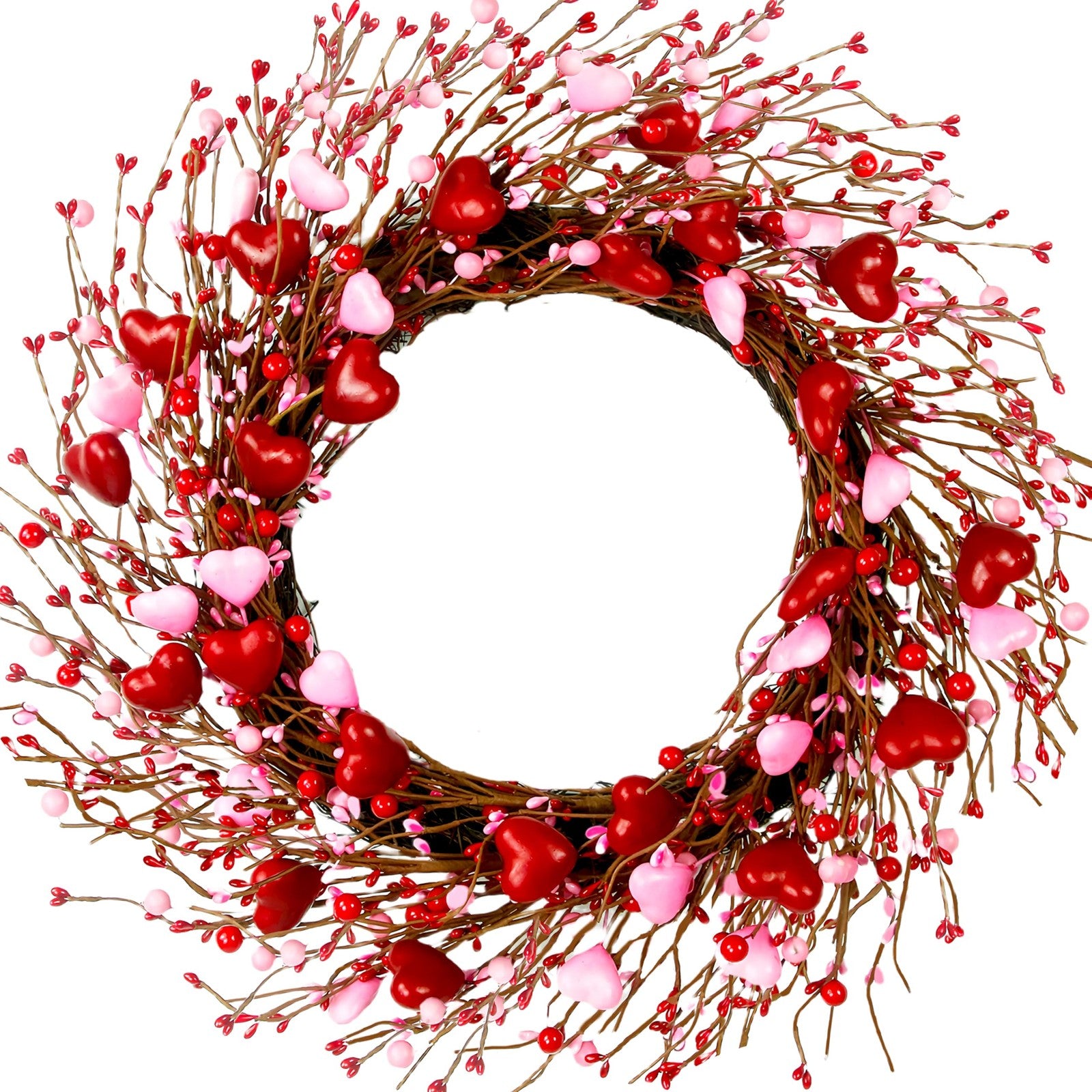 WSTPUPU Valentine's Day wreath, 20-inch front door decoration with red and pink accents for celebrating love and holiday cheer